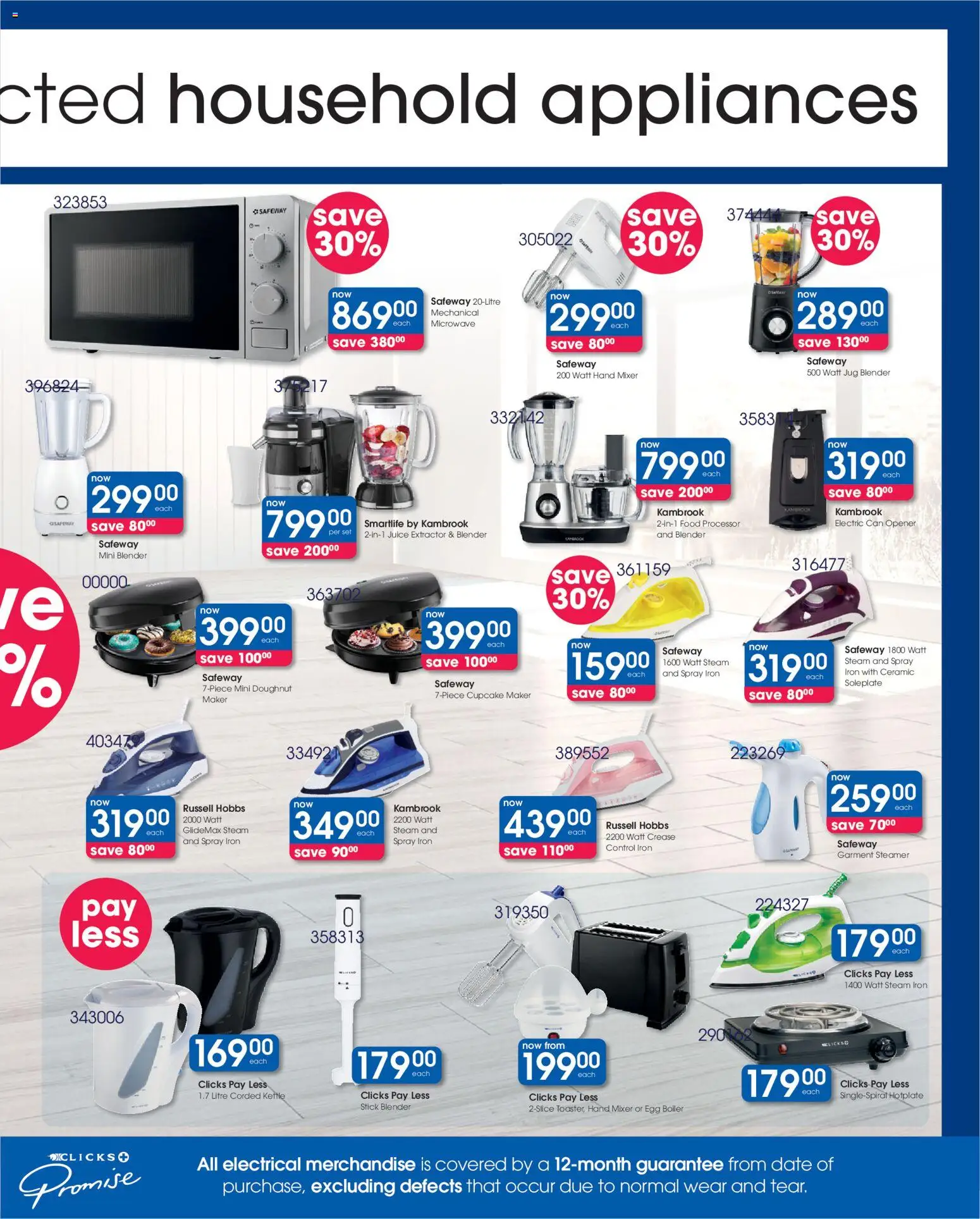 New Clicks catalogue – valid from 09.04.2026 | Page: 43 | Products: Kettle, Iron, Microwave, Blender