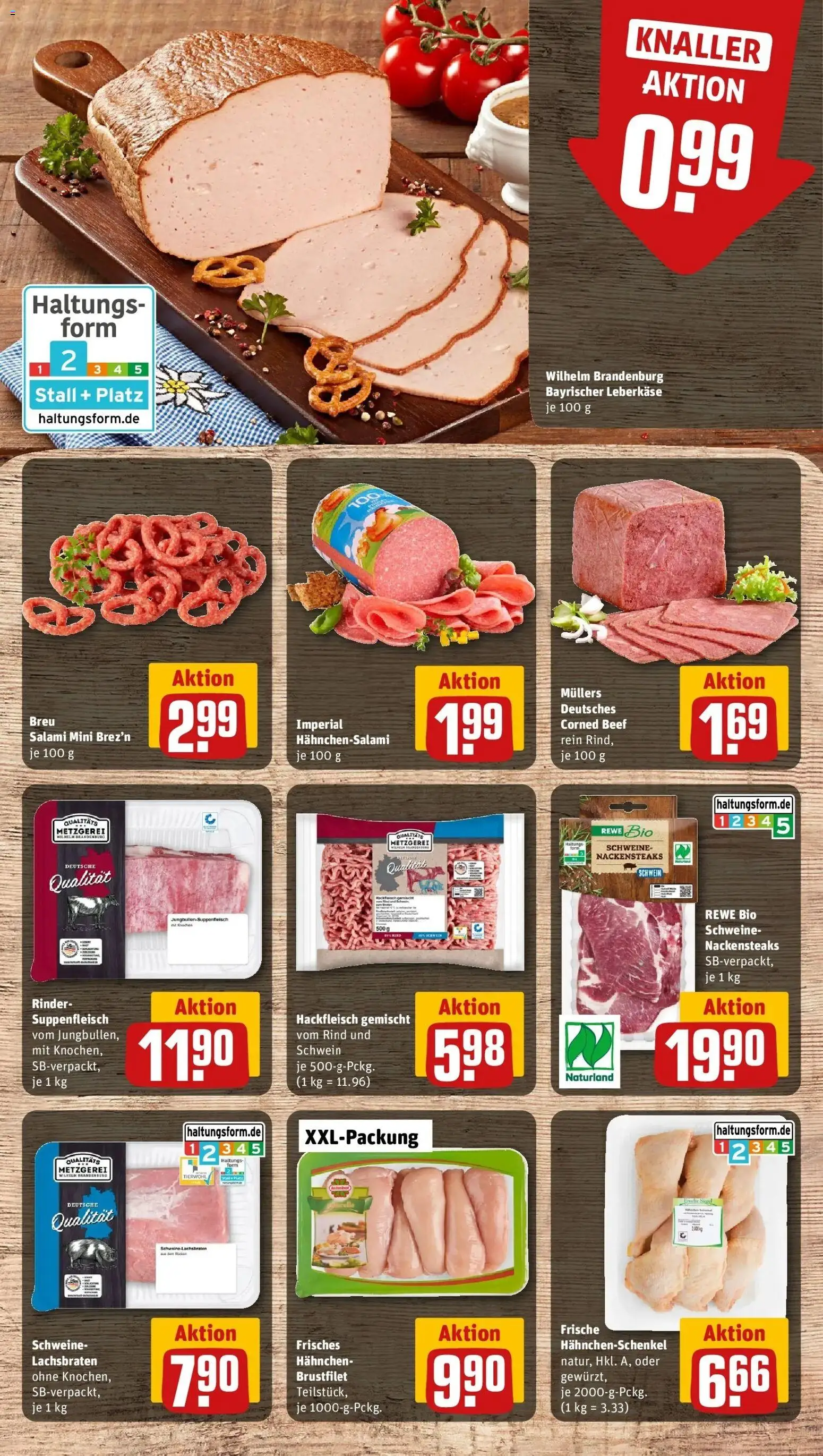 REWE Prospekt ab 04.05.2026 zum Blättern » Angebote | Seite: 12 | Produkte: Hahnchenschenkel, Suppenfleisch, Salami, Hackfleisch