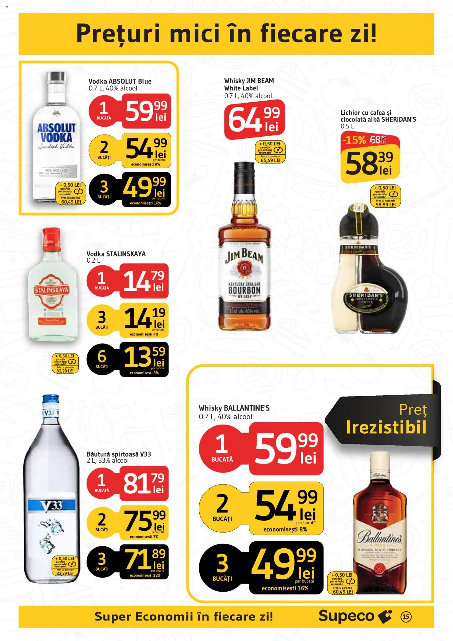 Noul catalog Supeco – valabil de la 06.08.2026 | Pagină: 15 | Produse: Mici, Ciocolată, Bourbon, Vodka