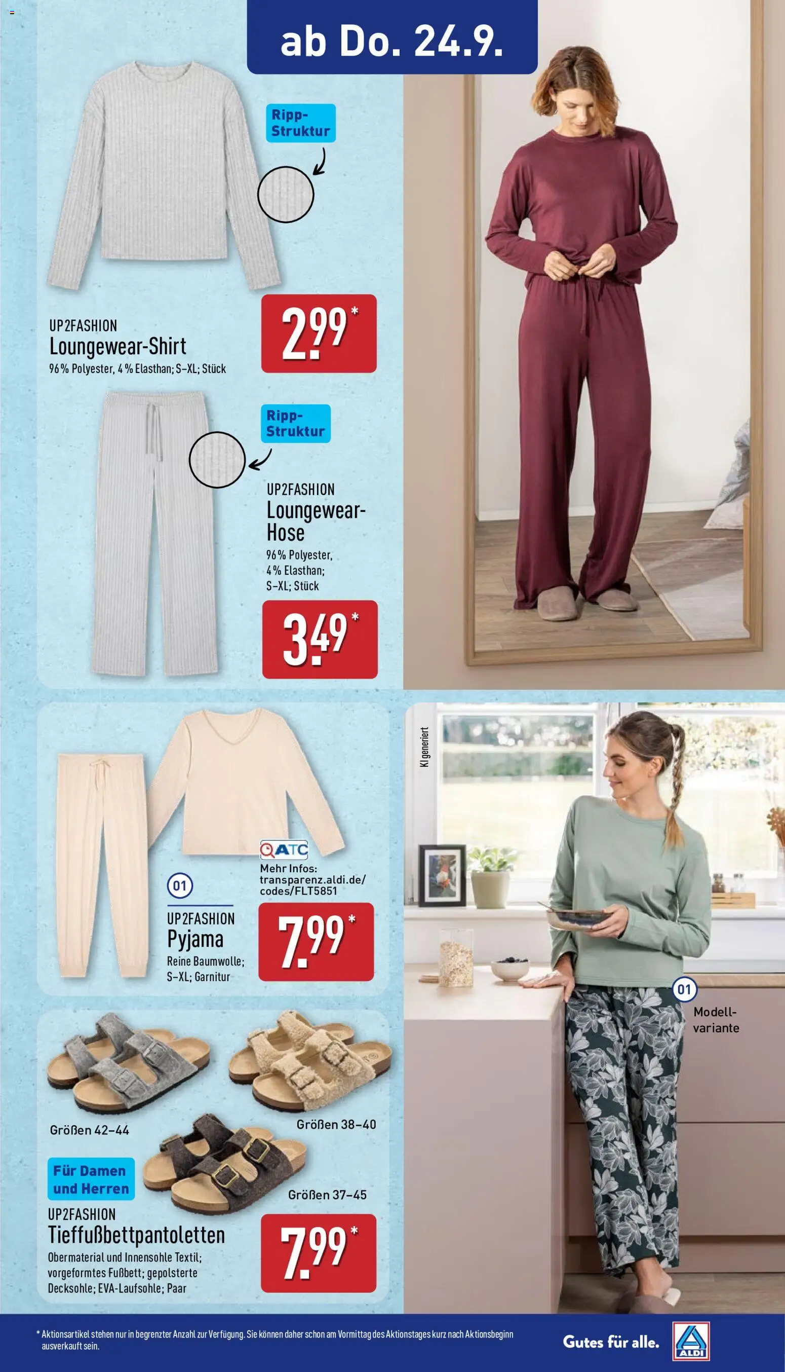 Aldi Prospekt – gültig ab 21.09.2026 | Seite: 9 | Produkte: Shirt, Up2fashion, Hose, Pyjama