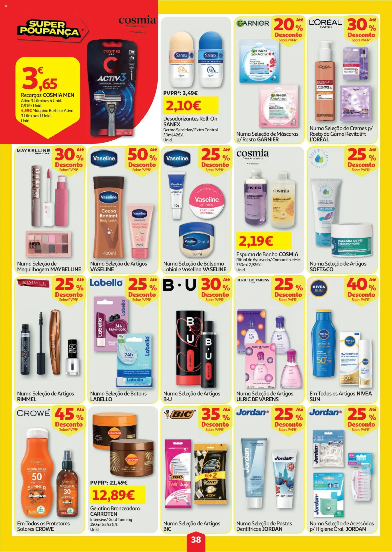 Auchan folheto │ válido de 30/07/2026 | Página: 38 | Produtos: Gelatina, Primer, Maquilhagem, Espuma de banho