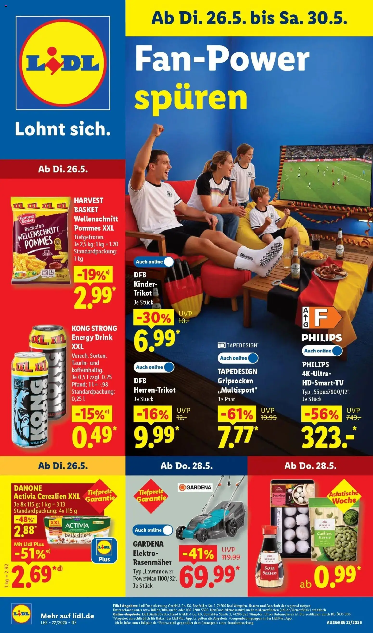 Lidl Prospekt Hof-innenstadt – gültig ab 26.05.2026 | Seite: 1 | Produkte: Philips, Rasenmäher, Energy, Backofen