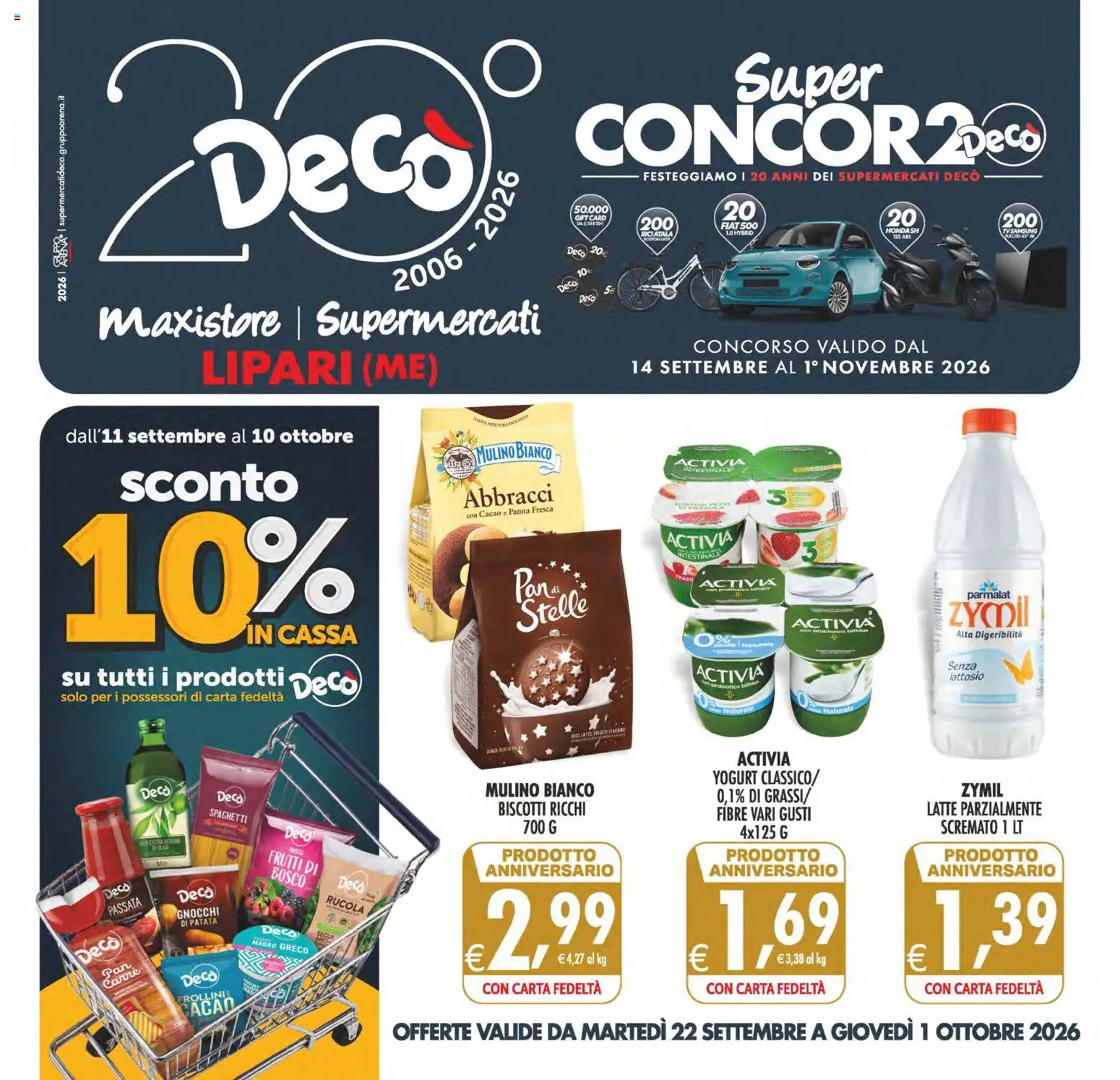 Volantino Decò del 22/09/2026 | Pagina: 1 | Prodotti: Rucola, Gnocchi, Spaghetti, Senza lattosio