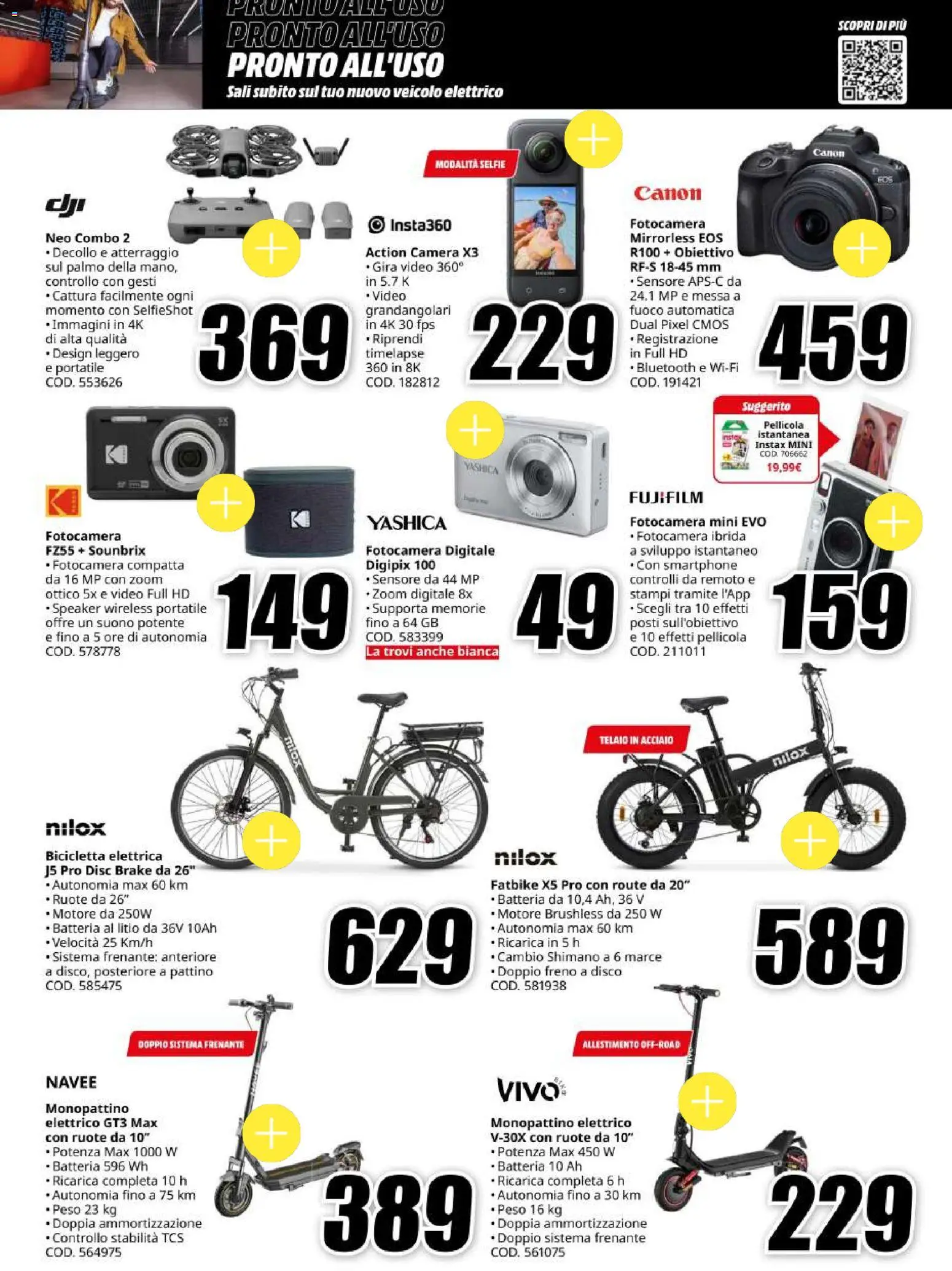 Volantino Media World del 30/10/2026 | Pagina: 19 | Prodotti: Bicicletta, Fotocamera, Disco, Monopattino elettrico