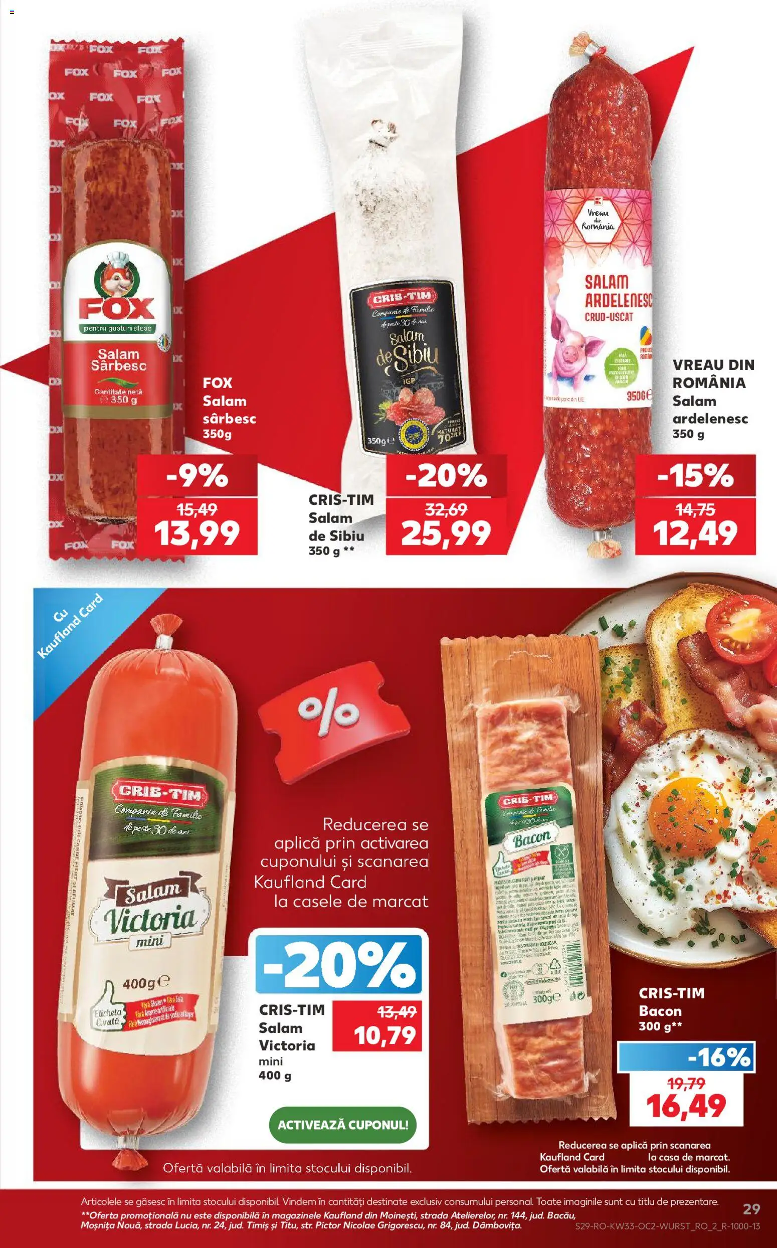 Noul catalog Kaufland – valabil de la 12.08.2026 | Pagină: 29 | Produse: Aplică, Fox, Bacon, Salam