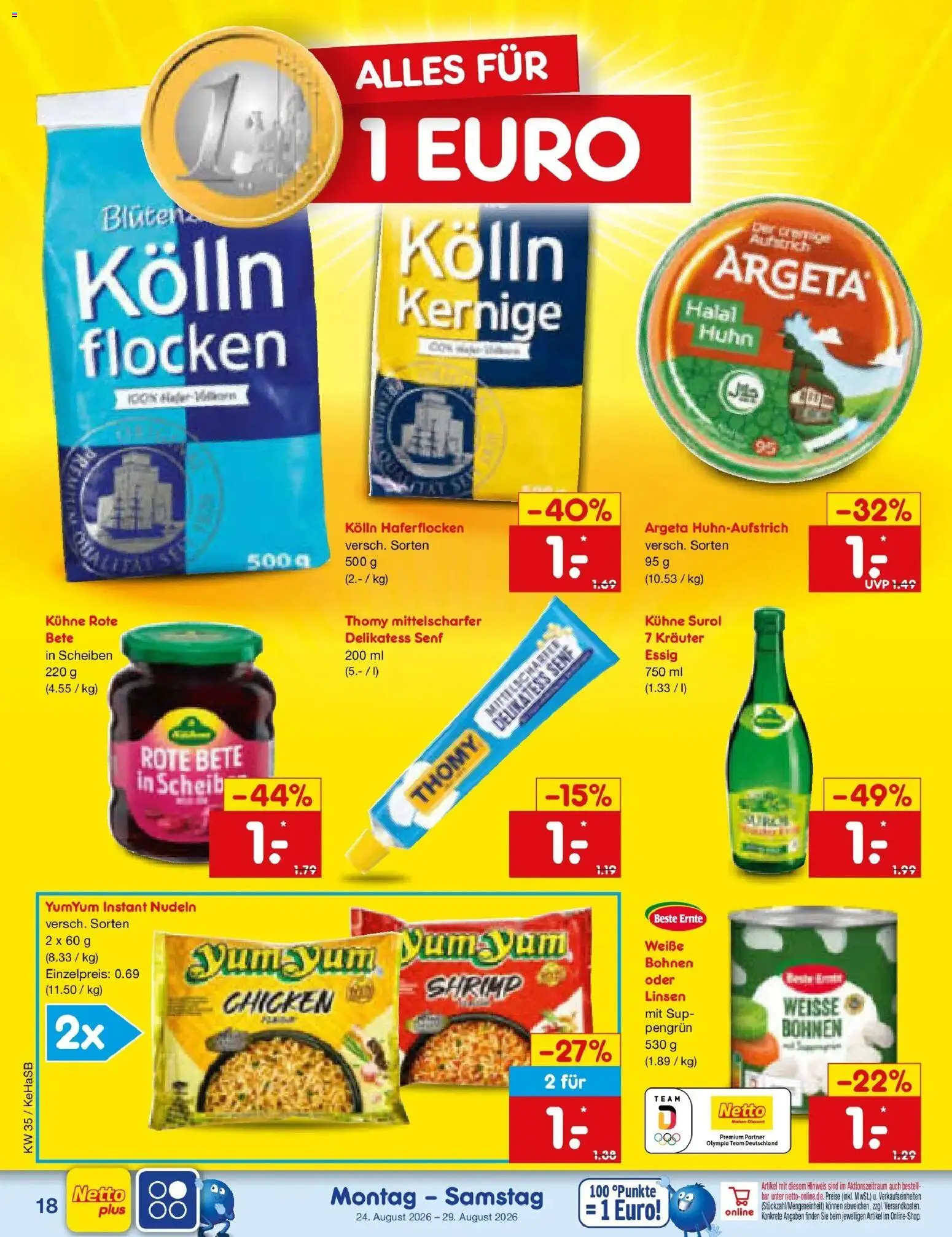 Netto Marken-Discount Prospekt Koblenz (ab 24.08.2026) » Angebote | Seite: 28 | Produkte: Kolln, Essig, Nudeln, Flocken