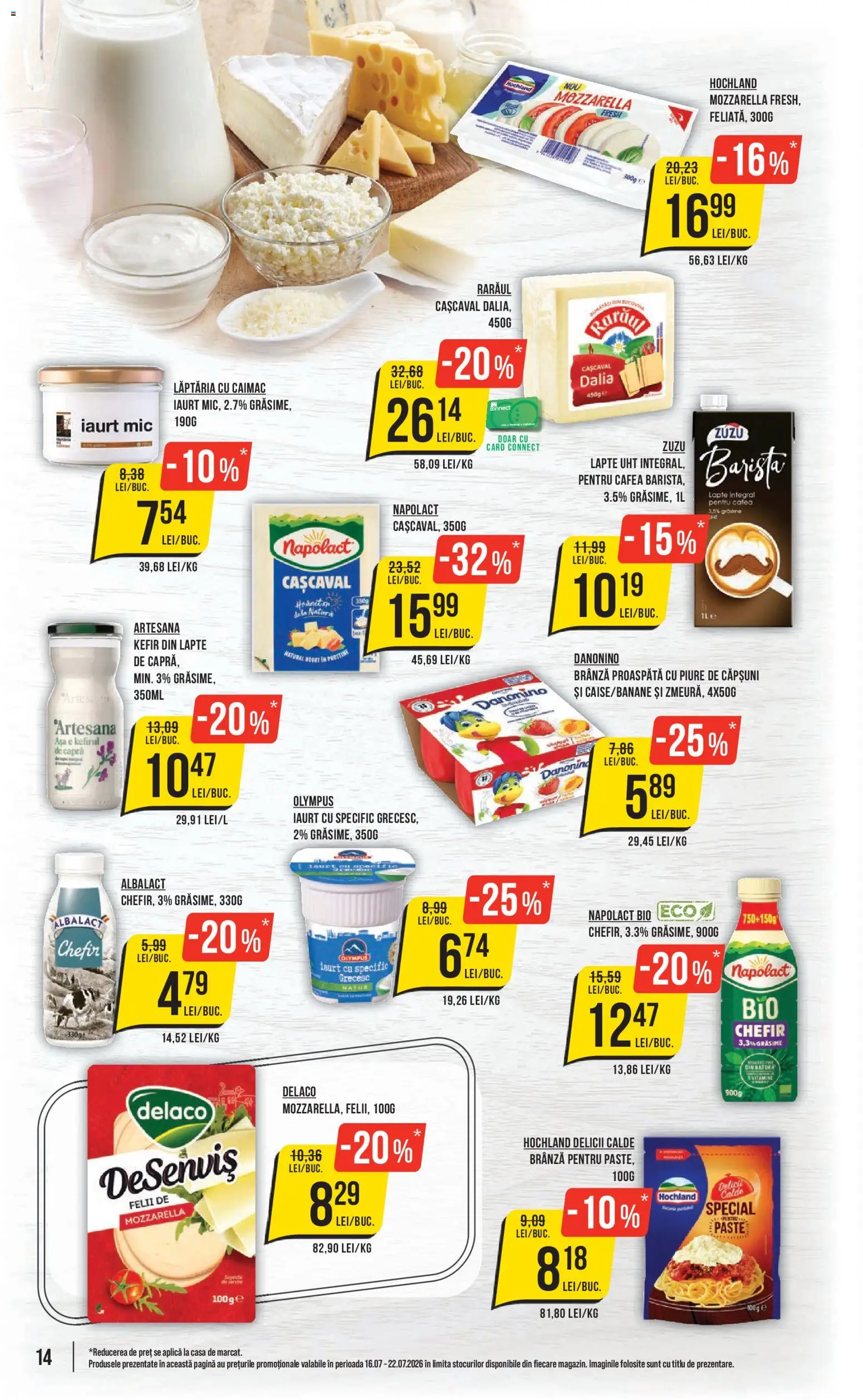 Noul catalog Mega Image – valabil de la 16.07.2026 | Pagină: 14 | Produse: Bio, Cașcaval, Cafea, Kefir