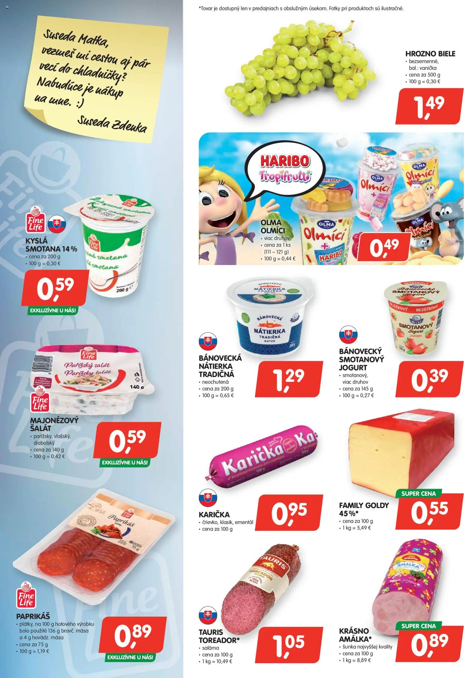 Nové Môj obchod akcie – leták je platný od 25.09.2026 | Strana: 2 | Produkty: Šunka, Smotana, Nátierka, Šalát