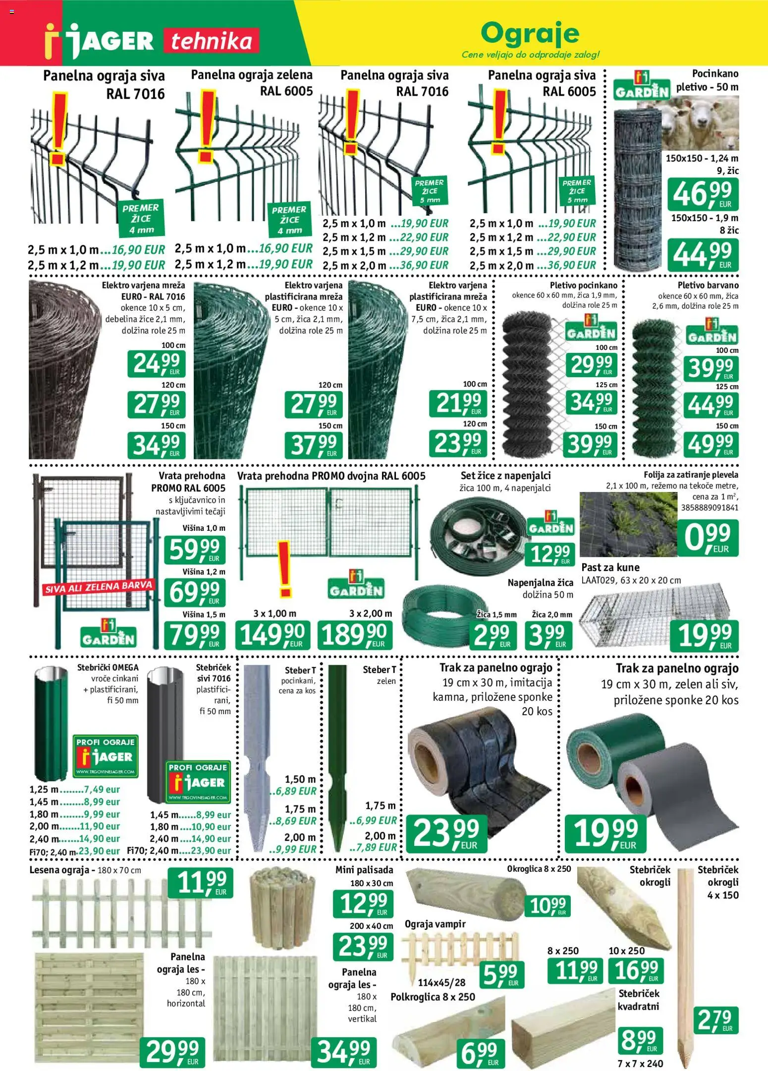 Novi Jager katalog ponudbe – veljaven od 22.07.2026 | Stran: 3 | Izdelki: Ograja, Folija, Vrata, Zelena