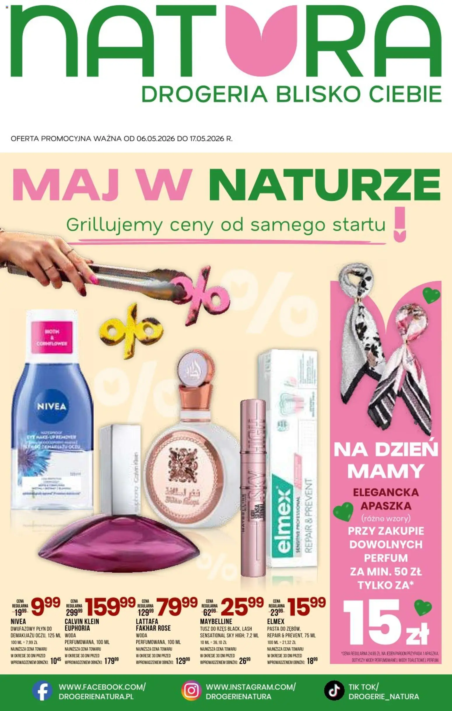 Drogerie Natura gazetka od 06.05.2026 | Strona: 1 | Produkty: Drogeria, Tusz do rzęs, Płyn do demakijażu, Woda