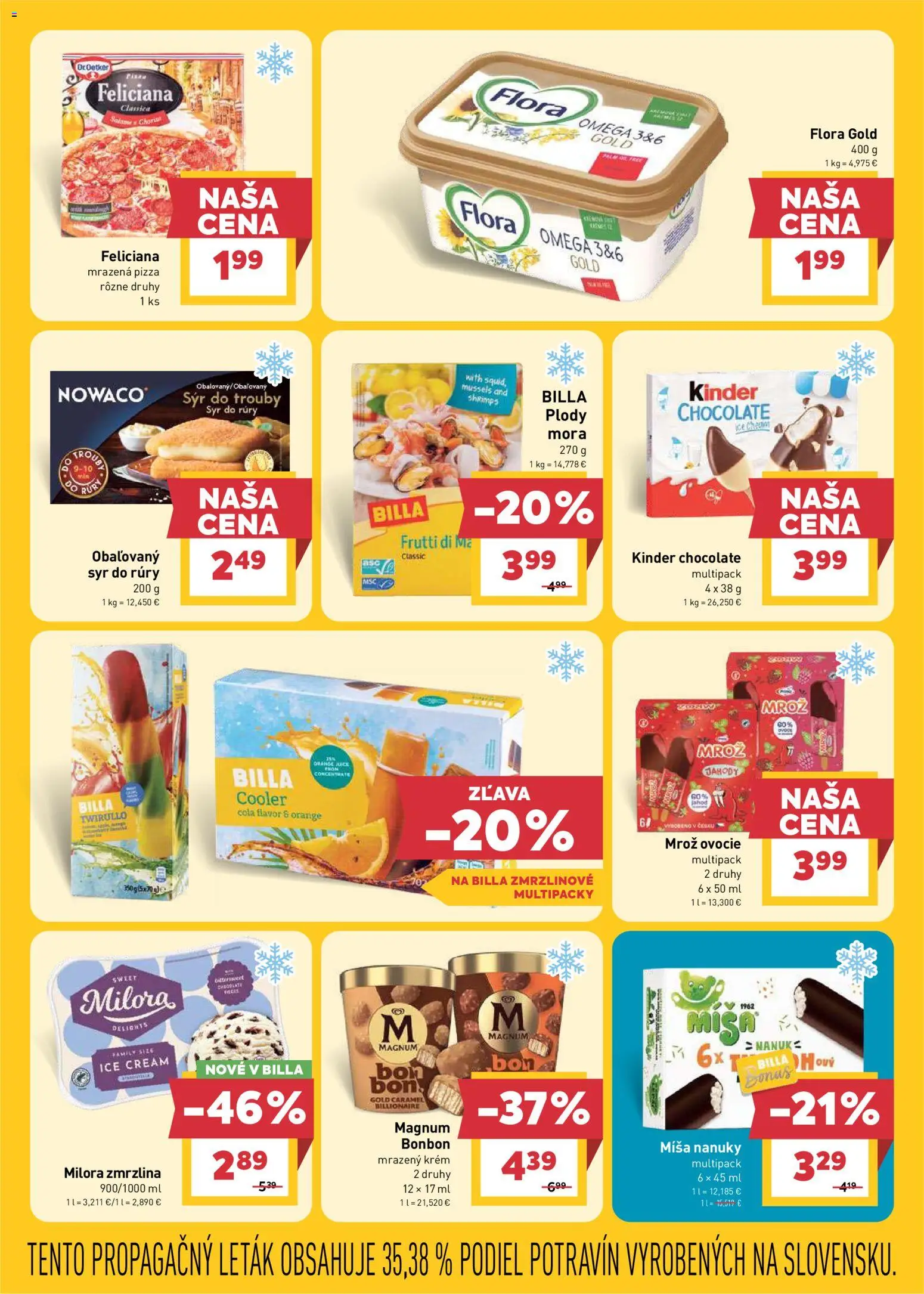 Nové Billa akcie – leták je platný od 10.06.2026 | Strana: 13 | Produkty: Pizza, Krém, Flora, Ovocie