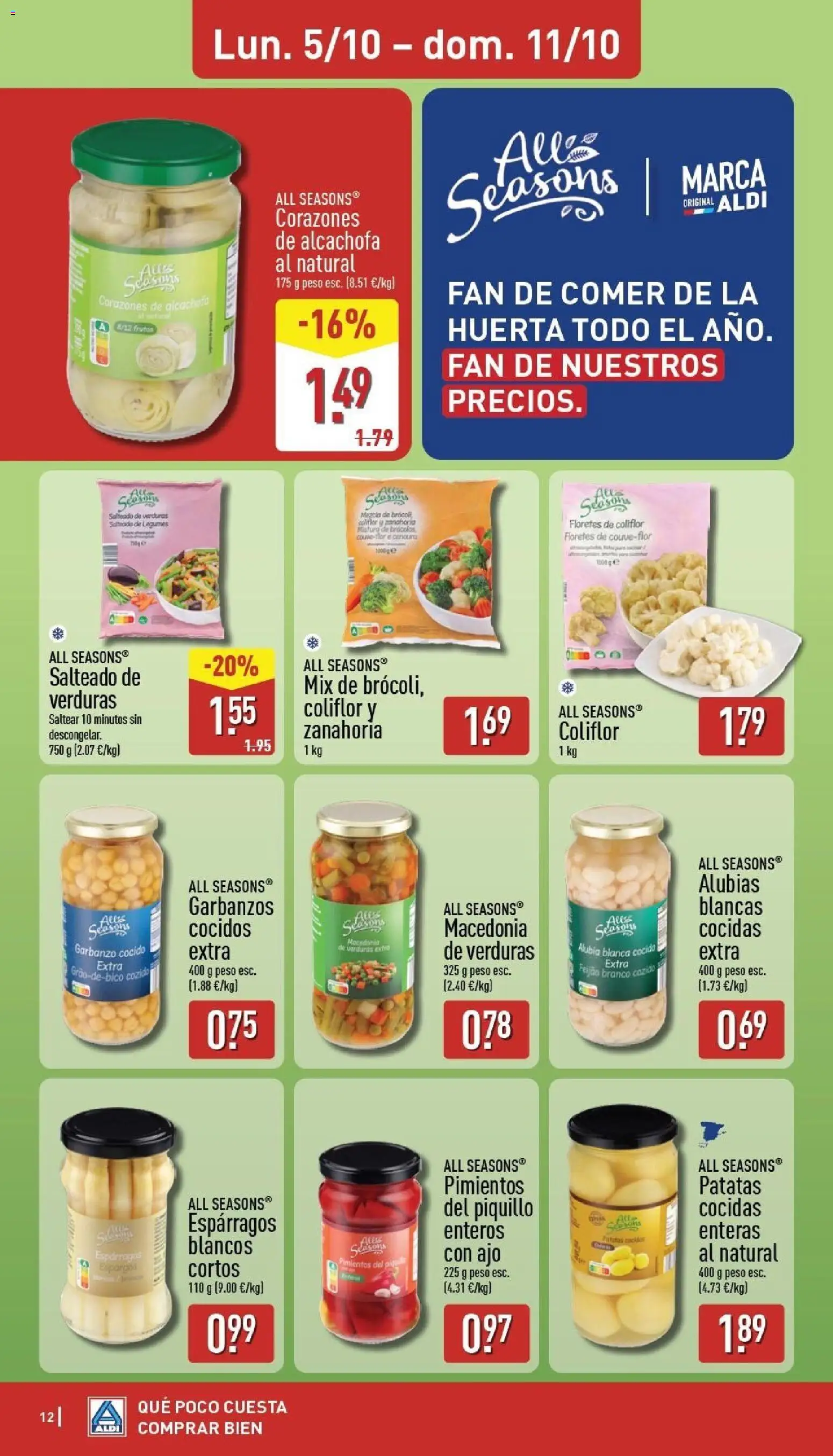 Aldi folleto Baleares │ válido desde el 05/10/2026 | Página: 12 | Productos: Verduras, Coliflor, Espárragos, Patatas