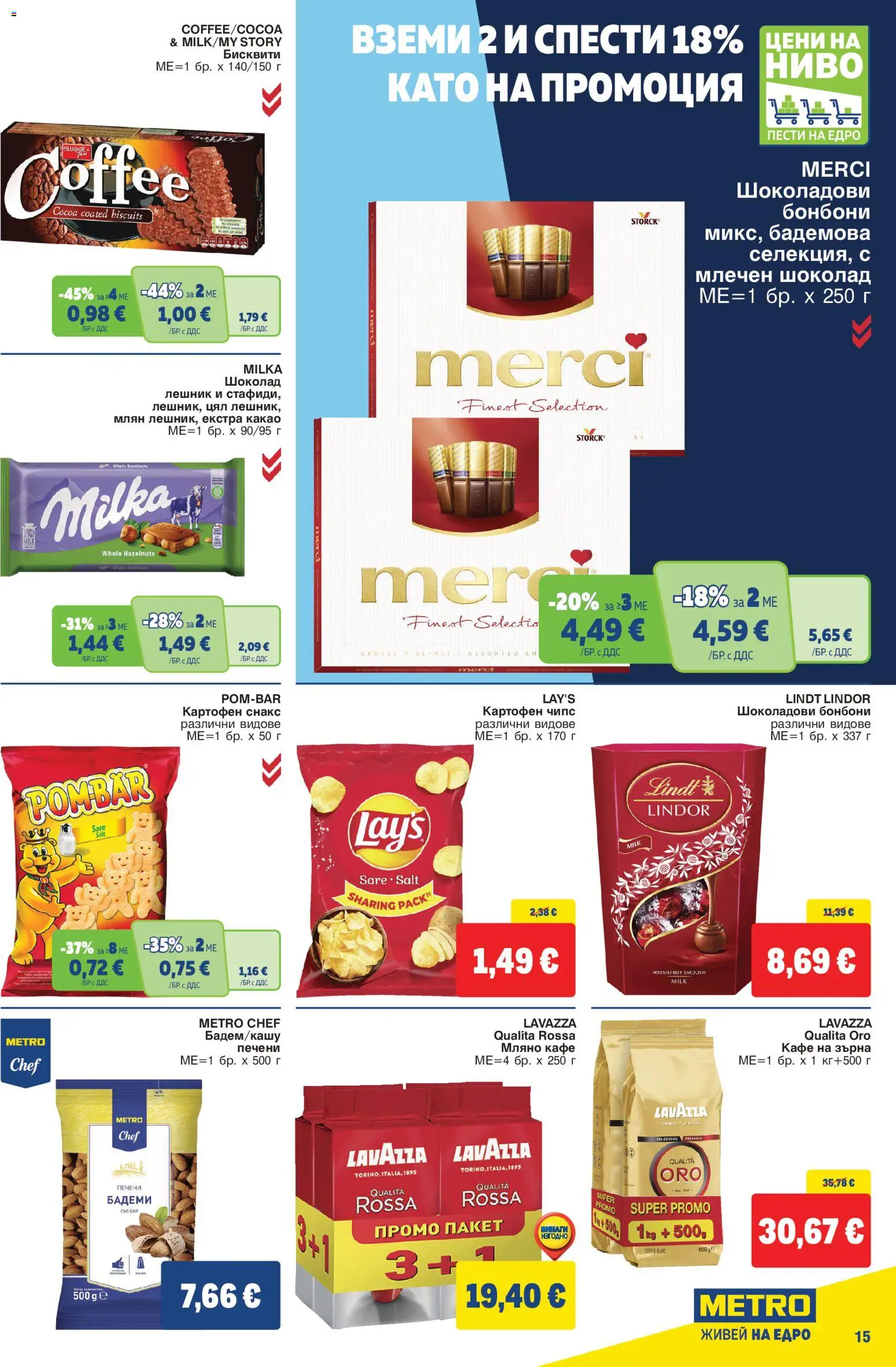{H1} | Страница: 15 | Продукти: Картофен чипс, Lindt, Lindt Lindor, Бисквити