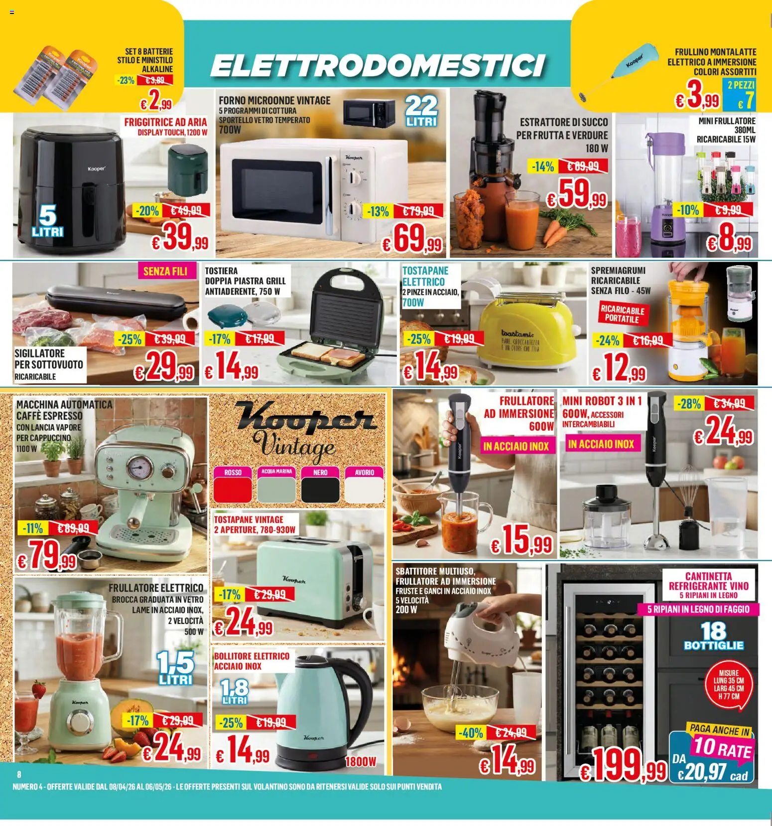 Volantino Satur del 08.04.2026 | Pagina: 8 | Prodotti: Tostiera, Vino, Forno, Friggitrice