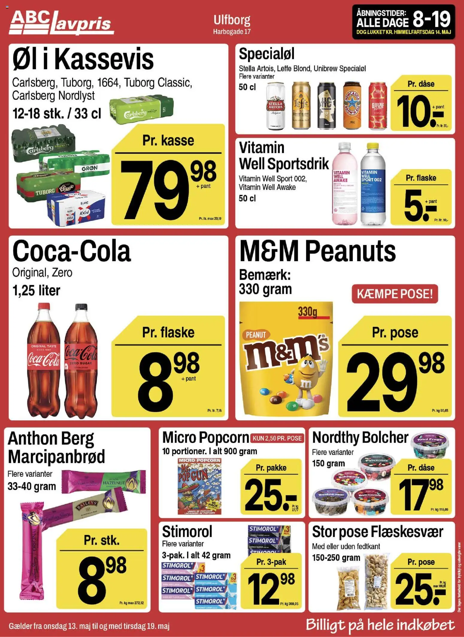 Abc Lavpris tilbudsavis – gyldig fra 13.05.2026 | Side: 10 | Produkter: Øl, Peanuts, Marcipanbrød, Flæskesvær