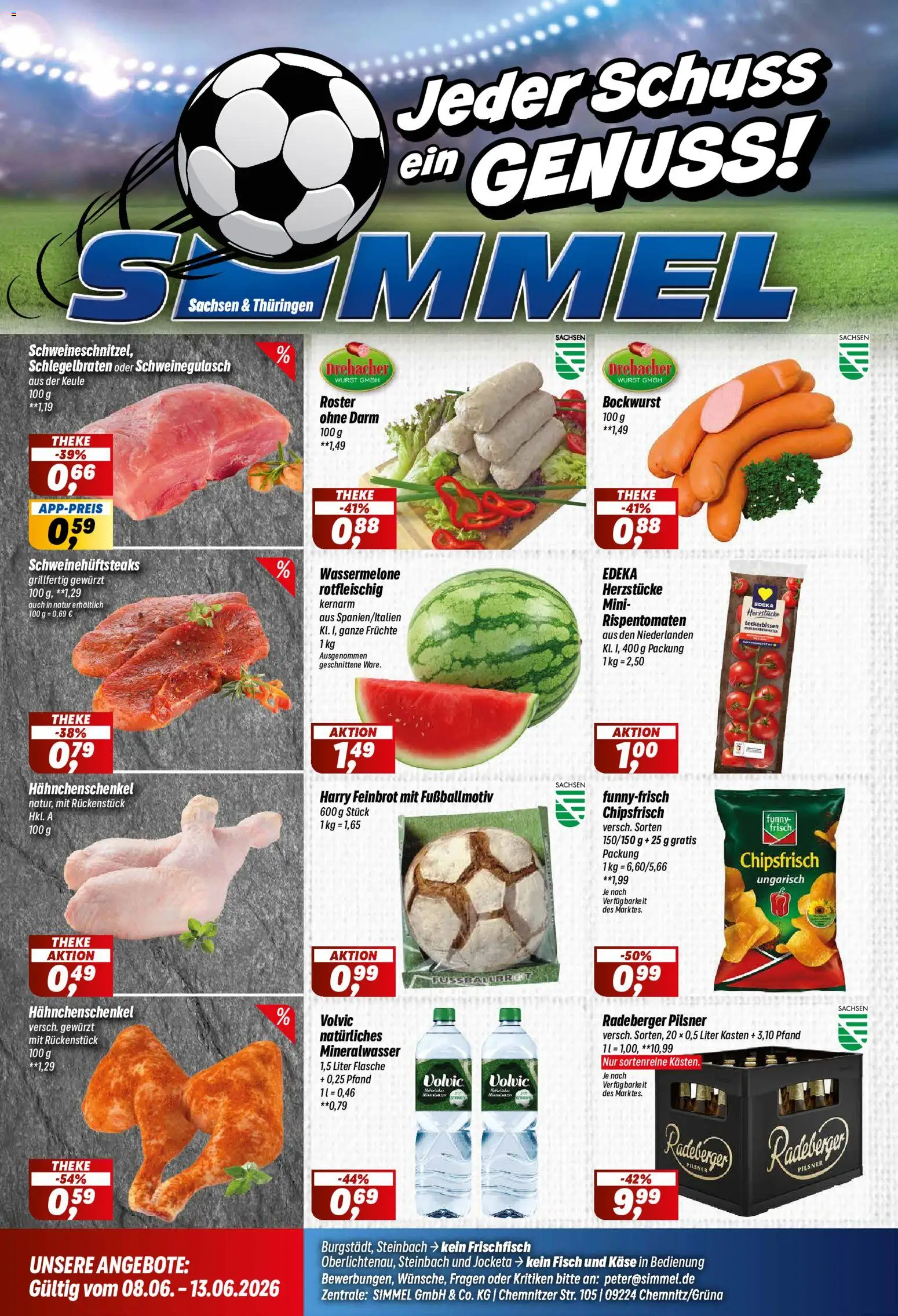Simmel Prospekt – gültig ab 08.06.2026 | Seite: 1 | Produkte: Schweinegulasch, Bockwurst, Hahnchenschenkel, Wurst