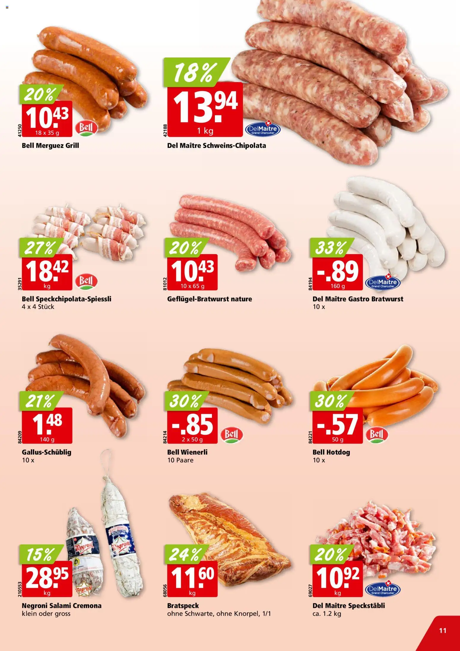 Aligro aktionen Chavannes, Matran, Genf, Sitten – gültig ab 17.08.2026 | Seite: 11 | Produkte: Salami, Grill