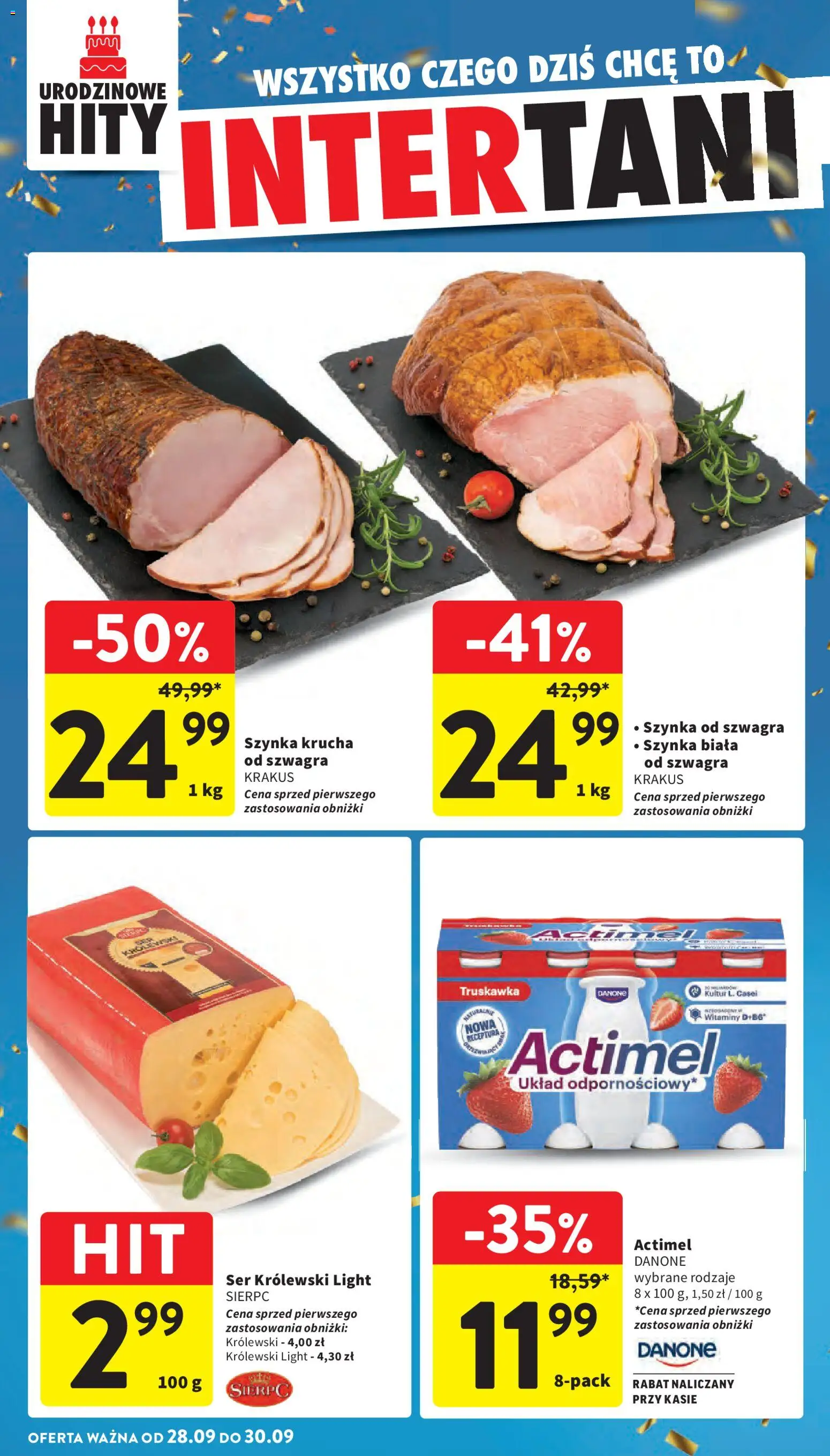 Intermarche gazetka od 24.09.2026 | Strona: 46 | Produkty: Szynka, Actimel, Ser