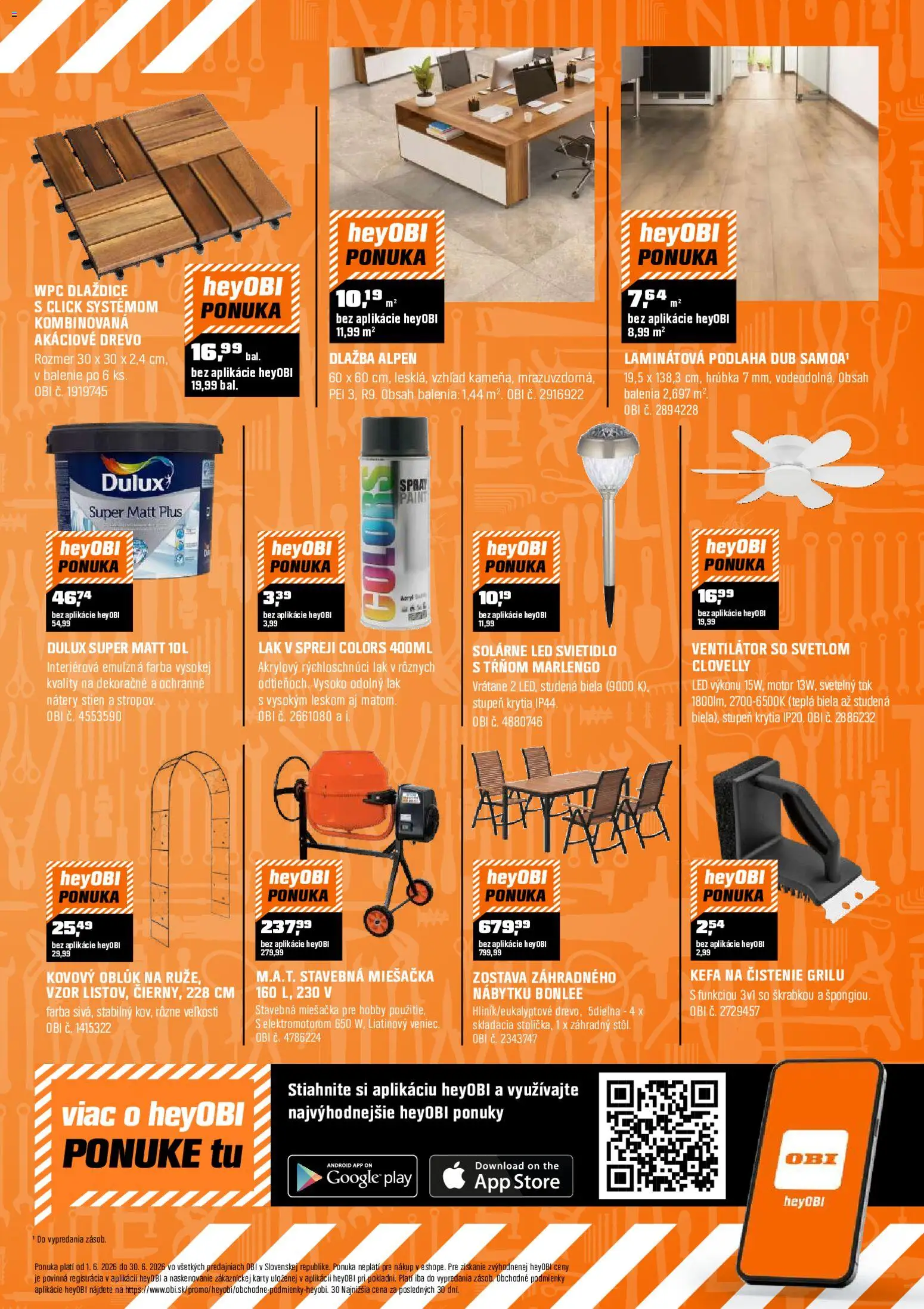 Nové OBI akcie – leták je platný od 01.06.2026 | Strana: 12 | Produkty: Ventilátor, Dlažba, Svietidlo