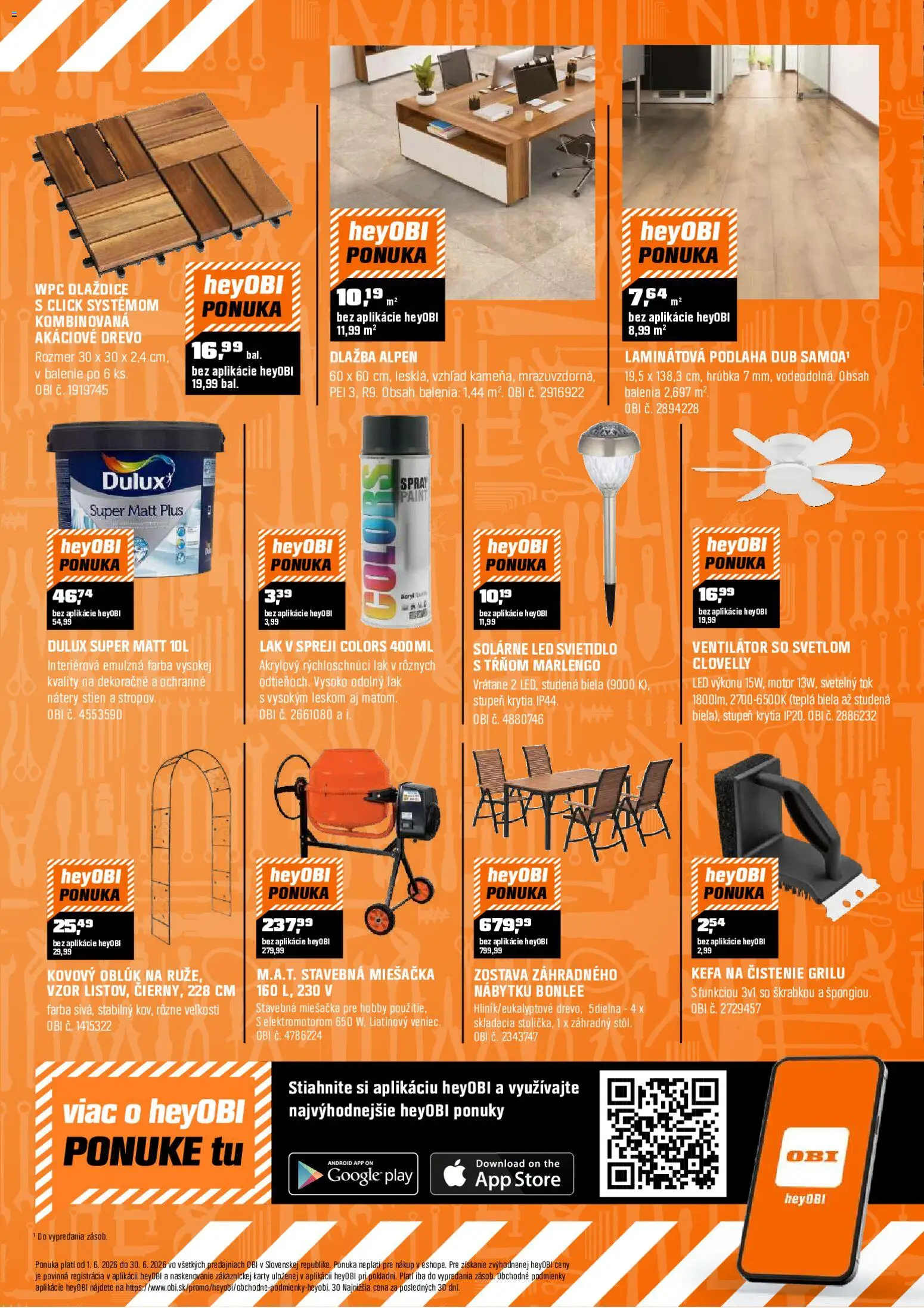 Nové OBI akcie – leták je platný od 01.06.2026 | Strana: 12 | Produkty: Ventilátor, Dlažba, Svietidlo