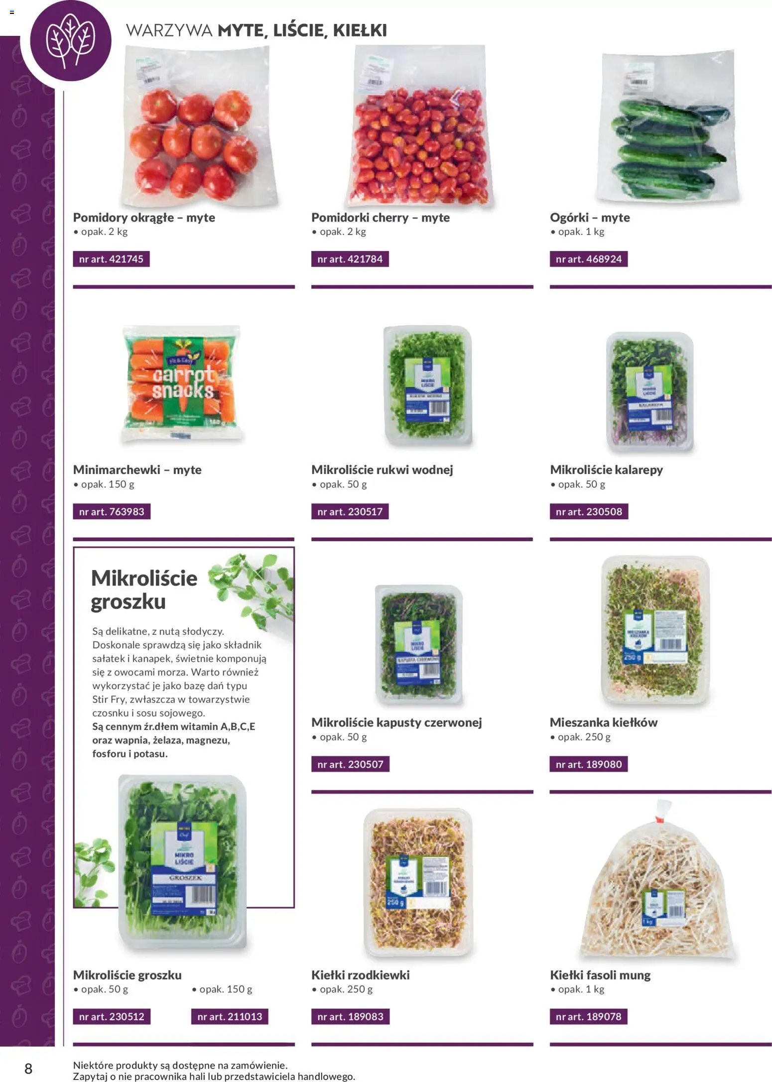 Makro Gazetka - Smart Chef Warzywa i Owoce od 01.01.2026 | Strona: 8 | Produkty: Kiełki fasoli mung, Kiełki rzodkiewki, Pomidory, Warzywa
