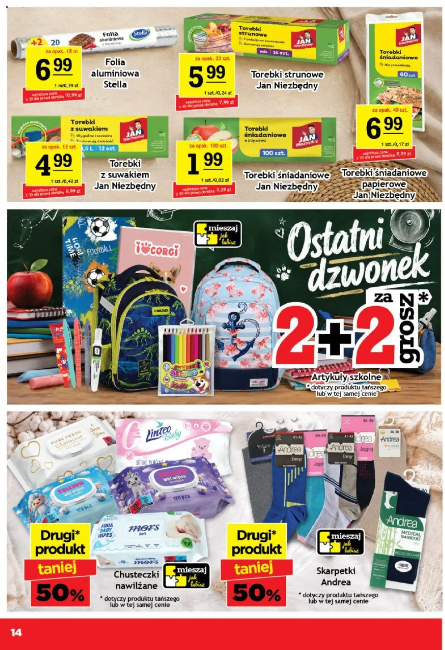 Gram Market gazetka od 02.09.2026 | Strona: 14 | Produkty: Skarpetki, Folia, Artykuły szkolne, Torebki