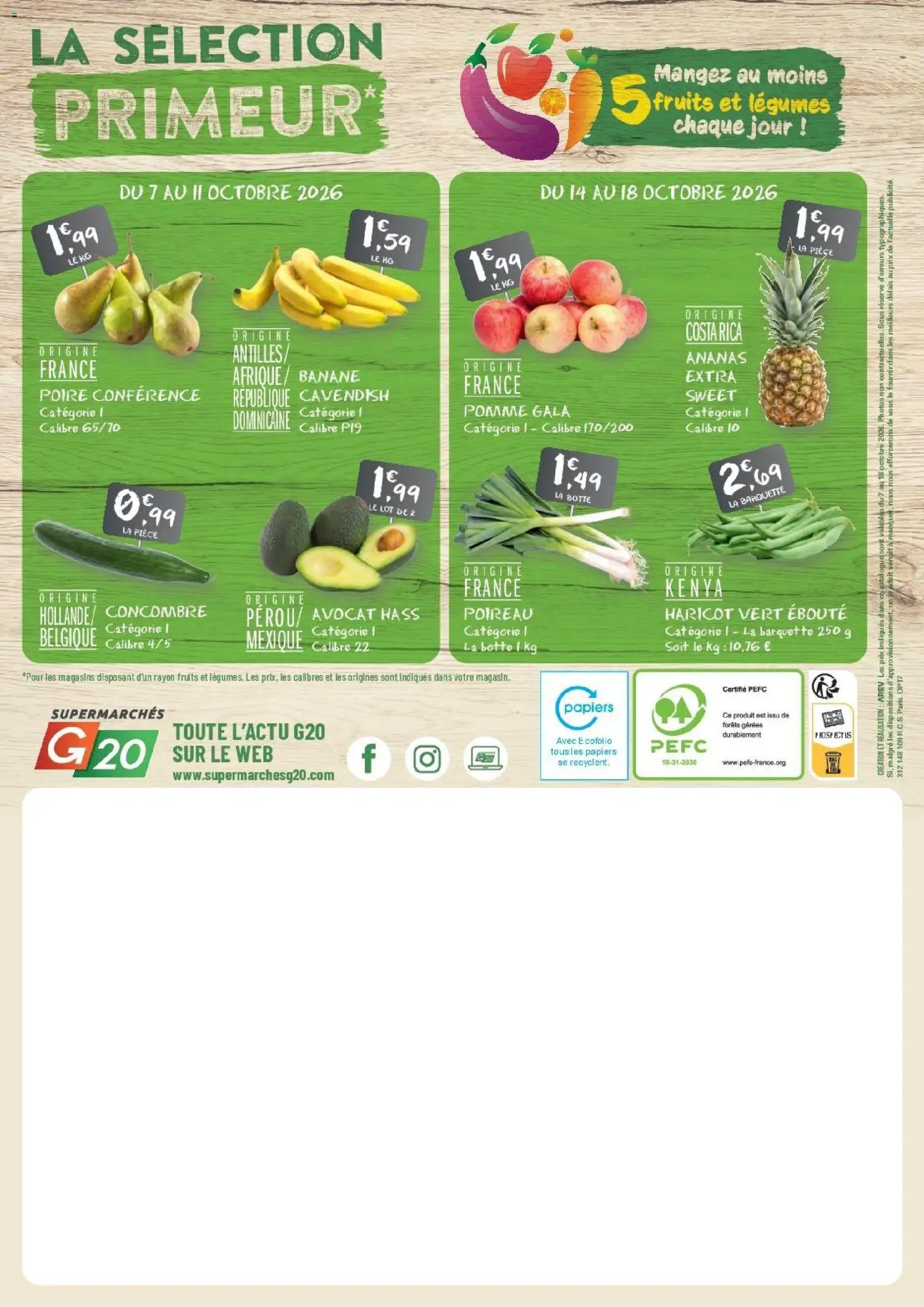 {H1} | Page: 20 | Produits: Poireau, Fruits, Avocat hass, Banane