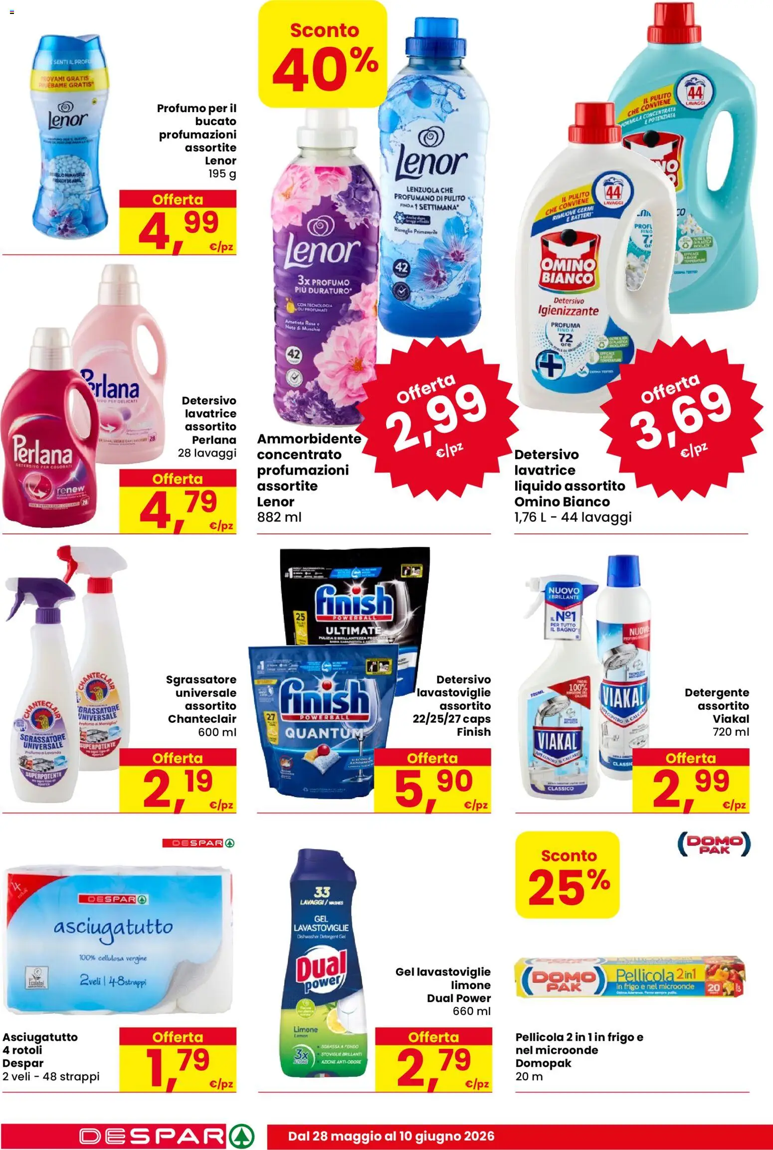 Volantino Despar del 28.05.2026 | Pagina: 14 | Prodotti: Microonde, Detergente, Lavatrice, Bagno