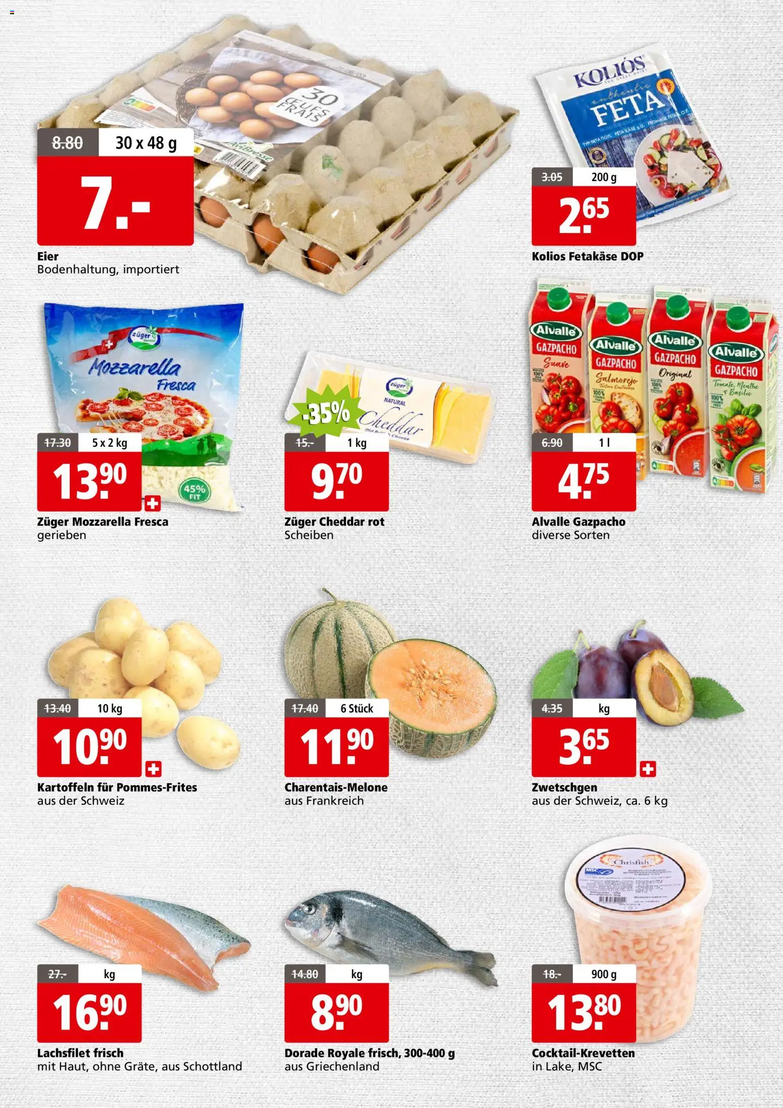 Aligro aktionen Business Chavannes, Matran, Genf, Sitten – gültig ab 17.08.2026 | Seite: 2 | Produkte: Feta, Zwetschgen, Eier, Kartoffeln