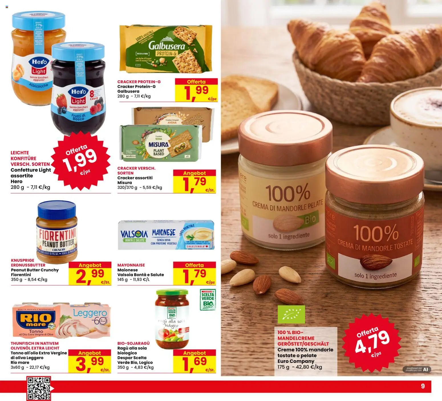 Volantino Eurospar del 20/08/2026 | Pagina: 9 | Prodotti: Uova, Maionese, Mandorle, Albicocche