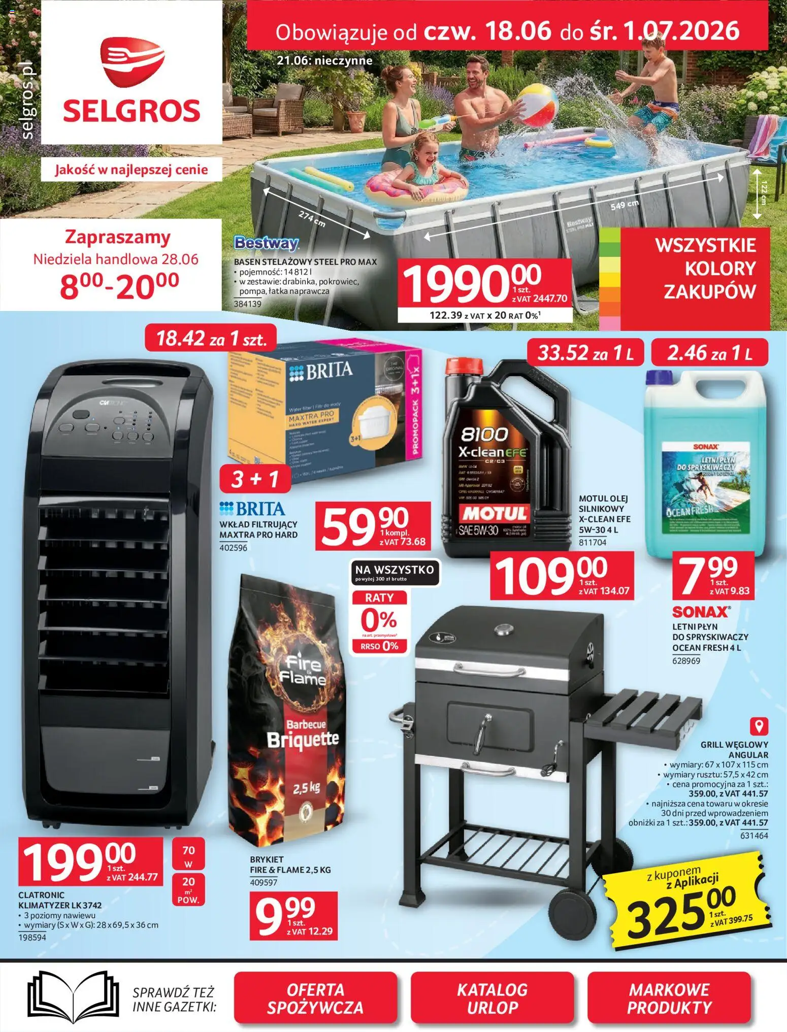 Selgros cash&carry gazetka - Oferta przemysłowa od 18.06.2026 | Strona: 1 | Produkty: Grill, Basen, Olej
