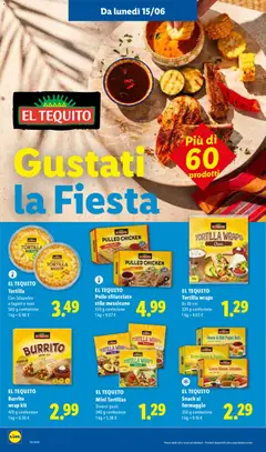 Anteprima del volantino EL TEQUITO Snack al formaggio, 250 g confezione valido a partire dal 11.06.2026 | Pagina: 46 | Prodotti: Pollo, Fagioli, Tortillas, Mais