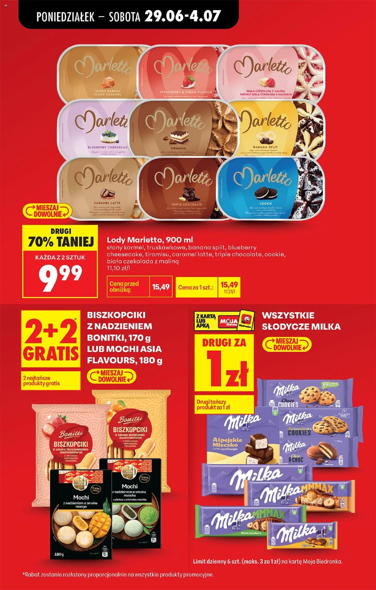 Biedronka gazetka od poniedziałku od 29.06.2026 | Strona: 17 | Produkty: Mango, Karta, Słodycze, Lody