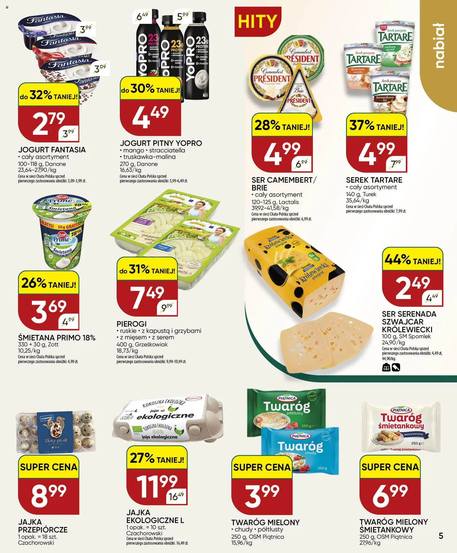 Chata Polska gazetka od 24.09.2026 | Strona: 5 | Produkty: Mango, Pierogi, Jogurt pitny, Twaróg