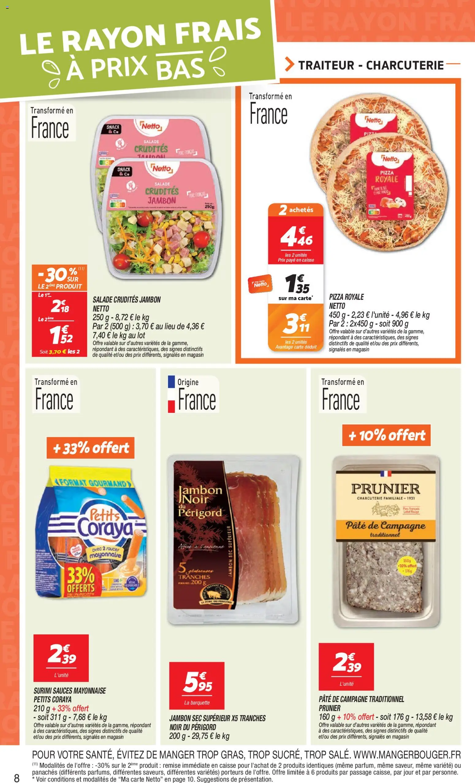 {H1} | Page: 8 | Produits: Salade, Mayonnaise, Jambon, Pizza