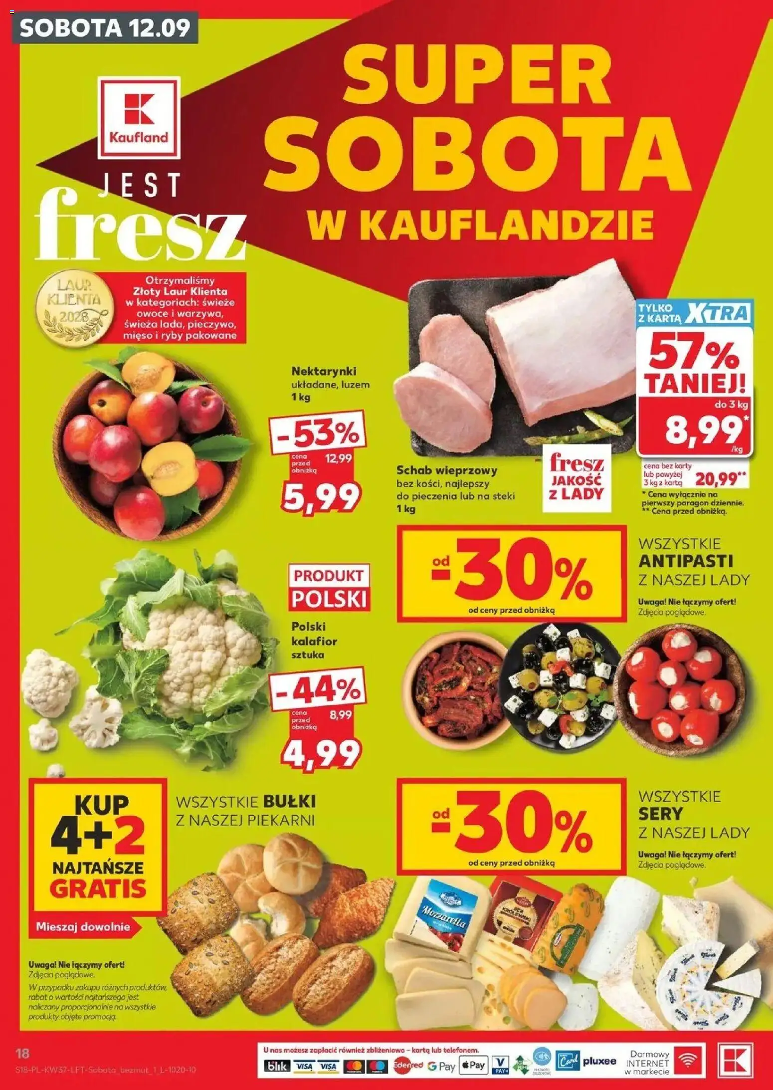 Kaufland gazetka od 10.09.2026 - od jutra PDF | Strona: 18 | Produkty: Karta, Mięso, Schab wieprzowy, Sery