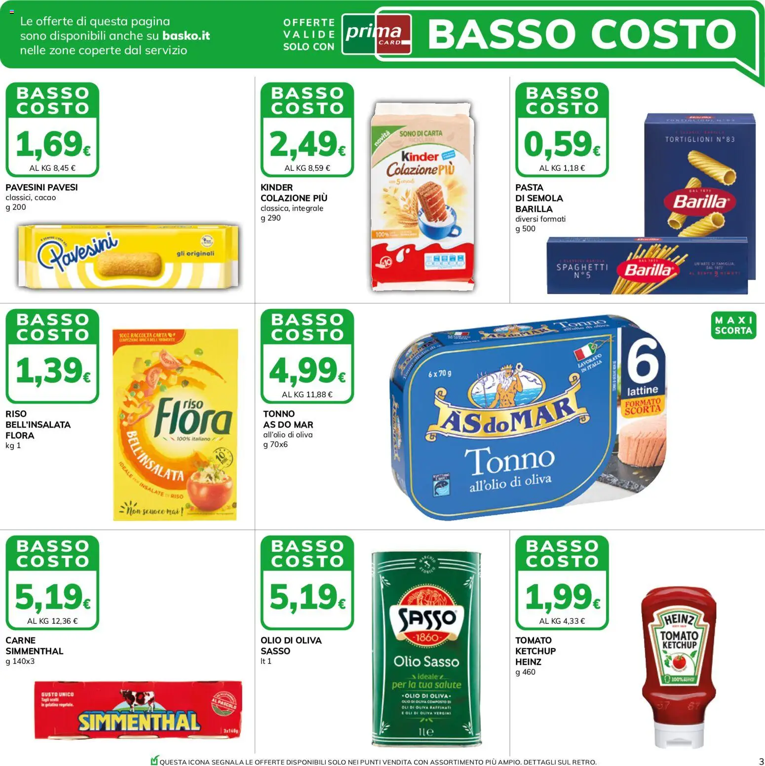 Volantino Basko del 14/07/2026 | Pagina: 3 | Prodotti: Riso, Olio, Pasta, Cacao