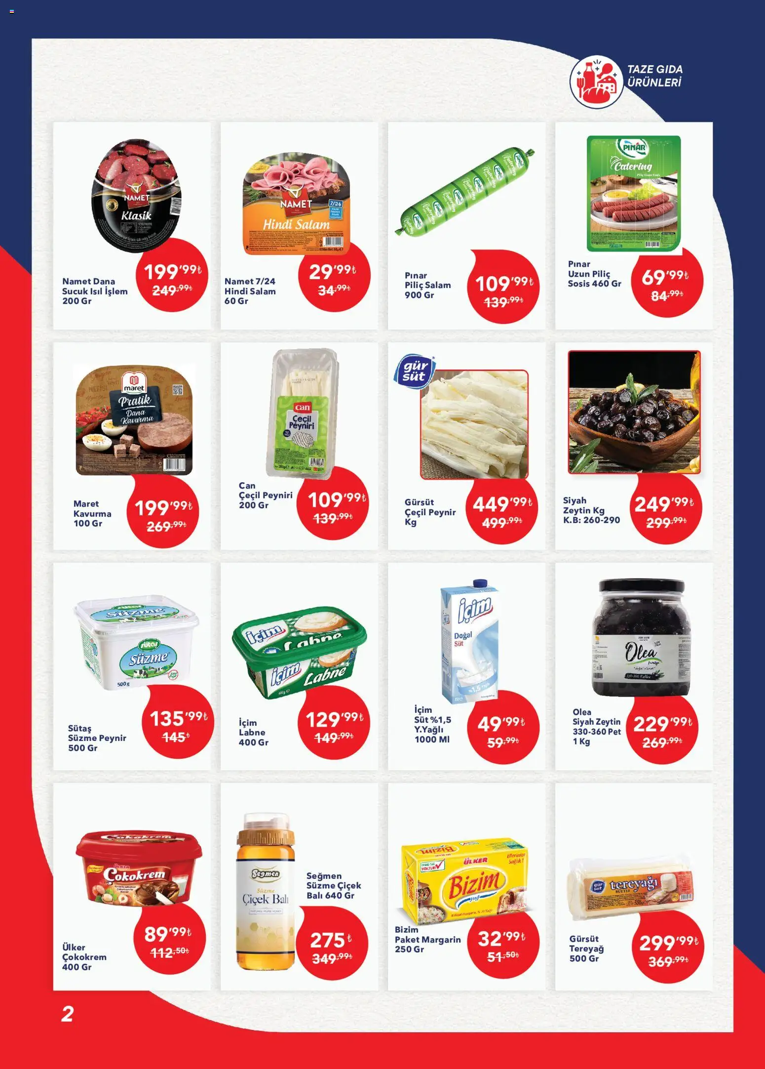 Kim Market Katalog - Marmara Insert - 01 Temmuz 2026 tarihinden itibaren geçerlidir | Sayfa: 2 | Ürünler: Süzme peynir, Sosis, Piliç, Zeytin