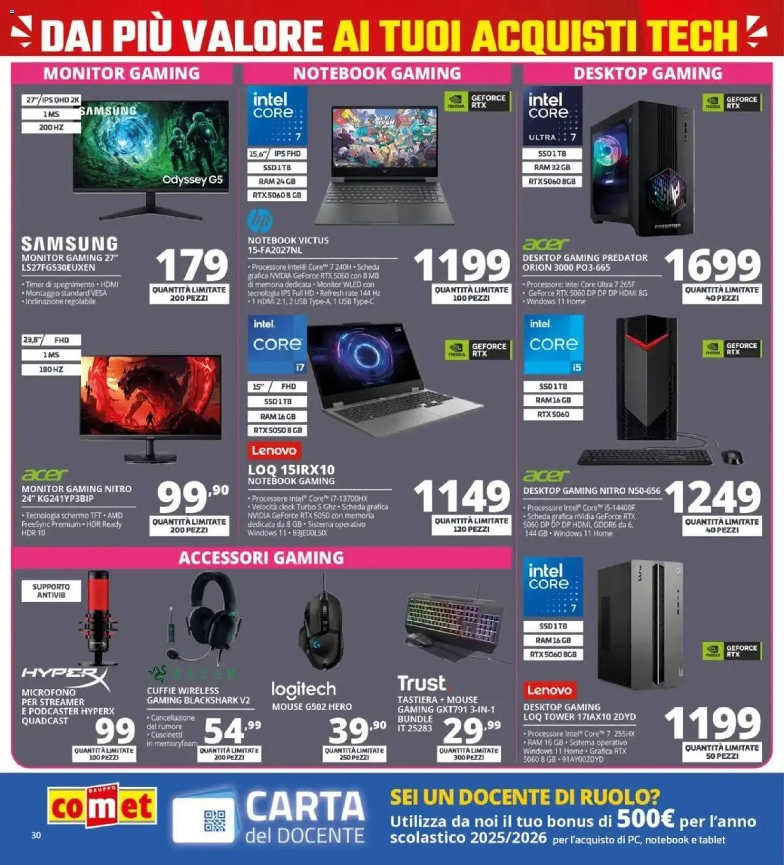 Volantino Comet del 05.03.2026 | Pagina: 30 | Prodotti: Monitor, Tastiera, Microfono, USB