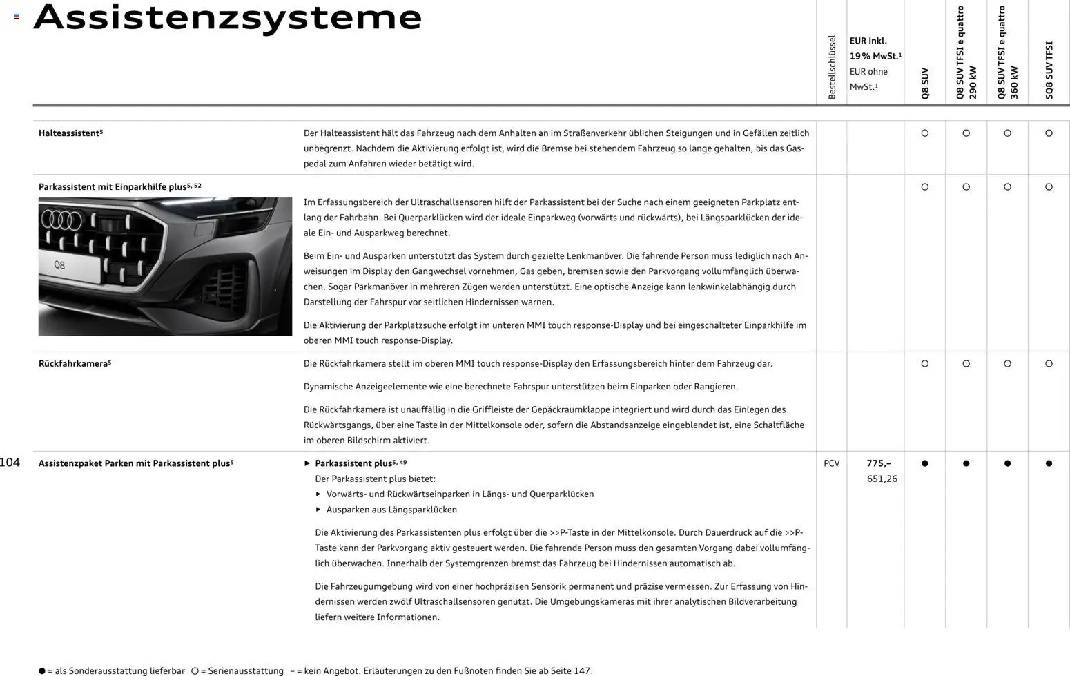 Audi Q8 – gültig ab 06.11.2025 | Seite: 104 | Produkte: Kamera, Navigation