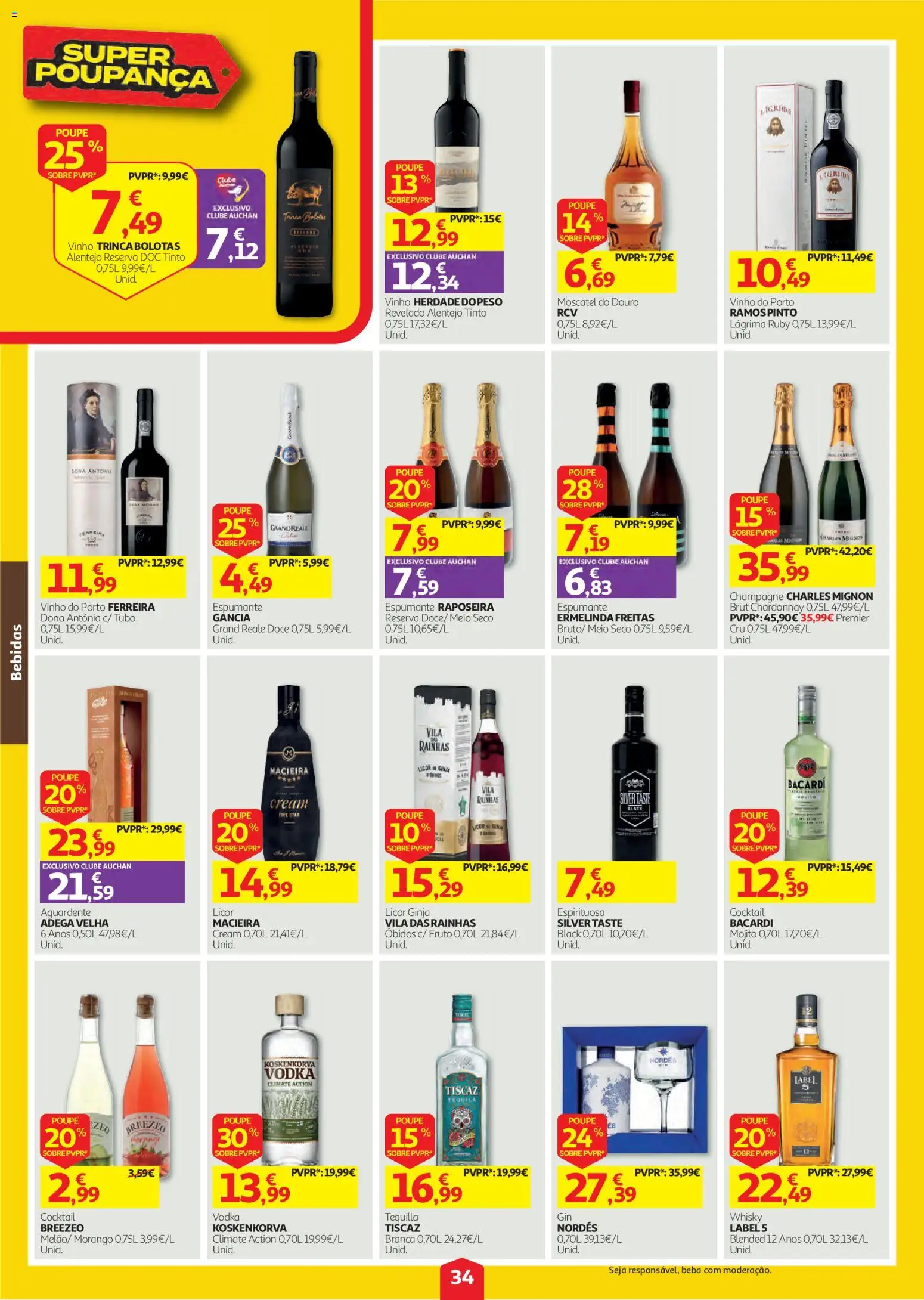 Auchan folheto │ válido de 08/10/2026 | Página: 34 | Produtos: Espumante, Vinho do Porto, Champagne, Bacardi