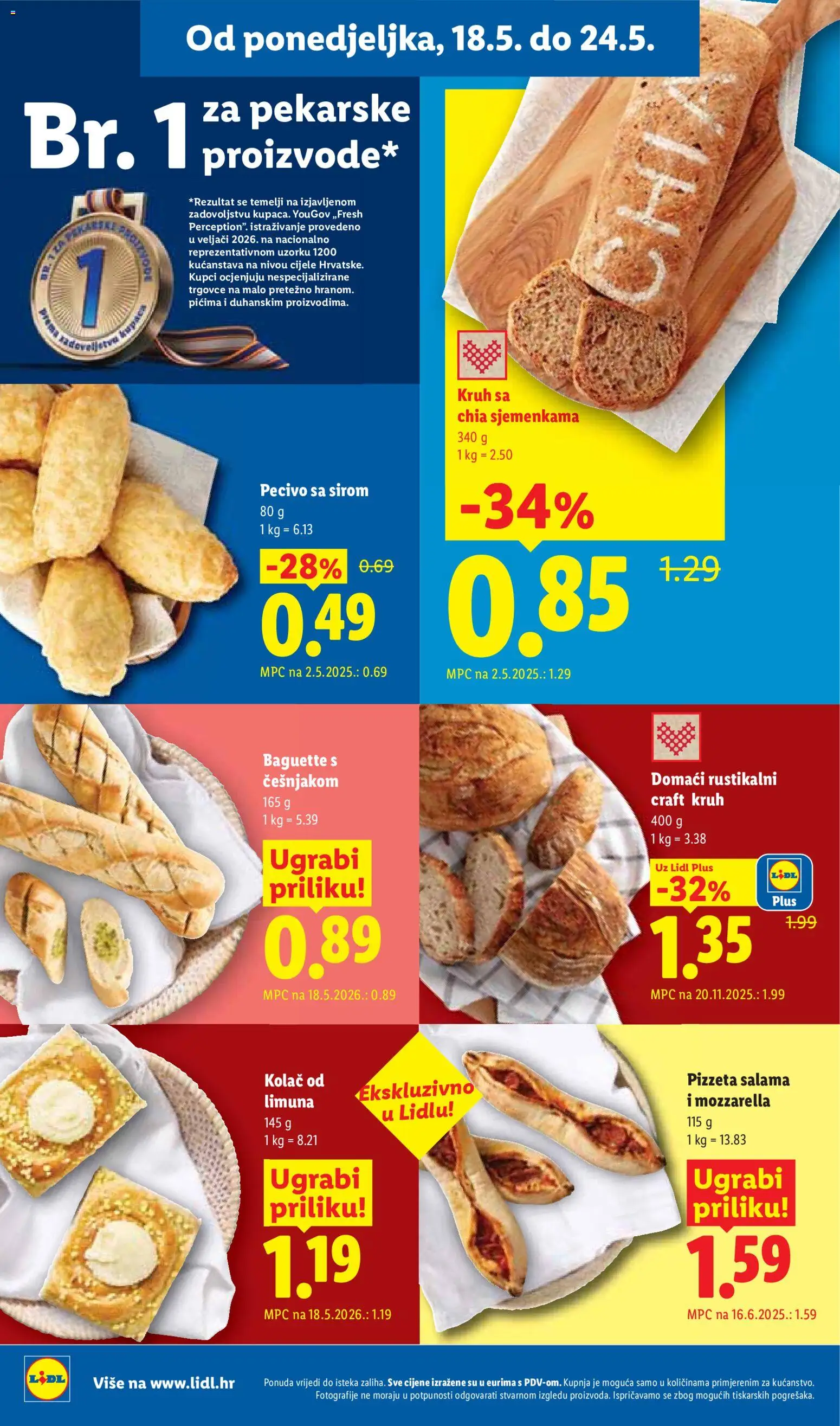 Lidl katalog | vrijedi od 18.05.2026 | Stranica: 4 | Proizvodi: Mozzarella, Kruh, Salama, Pecivo