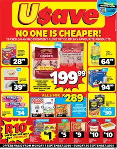 Usave specials catalogue – valid from 07/09/2026 | Page: 1 | Products: Phone, Bread, Chicken, Rice