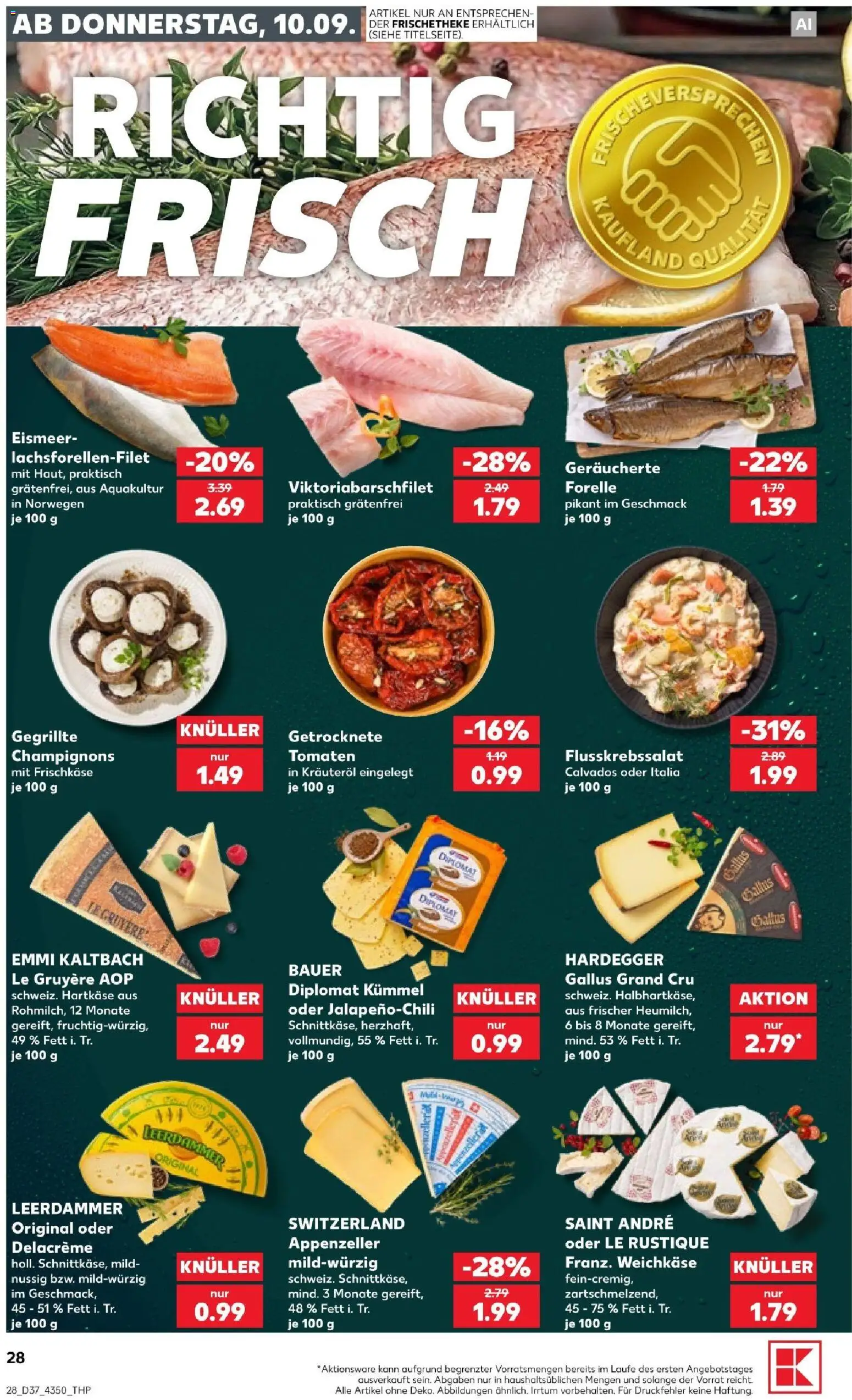 Kaufland Prospekt Jena – gültig ab 10.09.2026 | Seite: 28 | Produkte: Tomaten, Leerdammer, Champignons, Frischkase