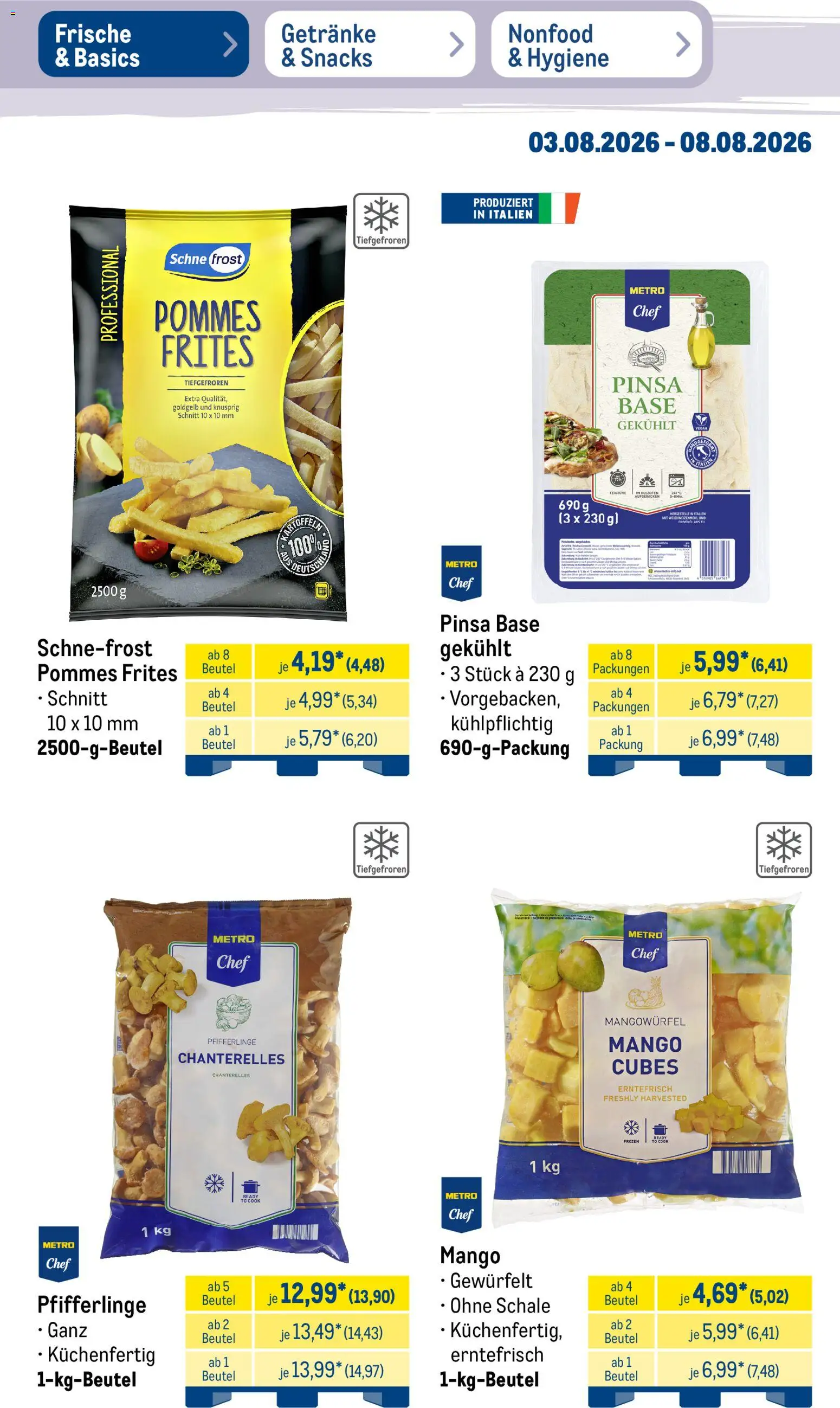 Metro Prospekt – gültig ab 03.08.2026 | Seite: 17 | Produkte: Pommes, Pommes frites, Mango, Pfifferlinge