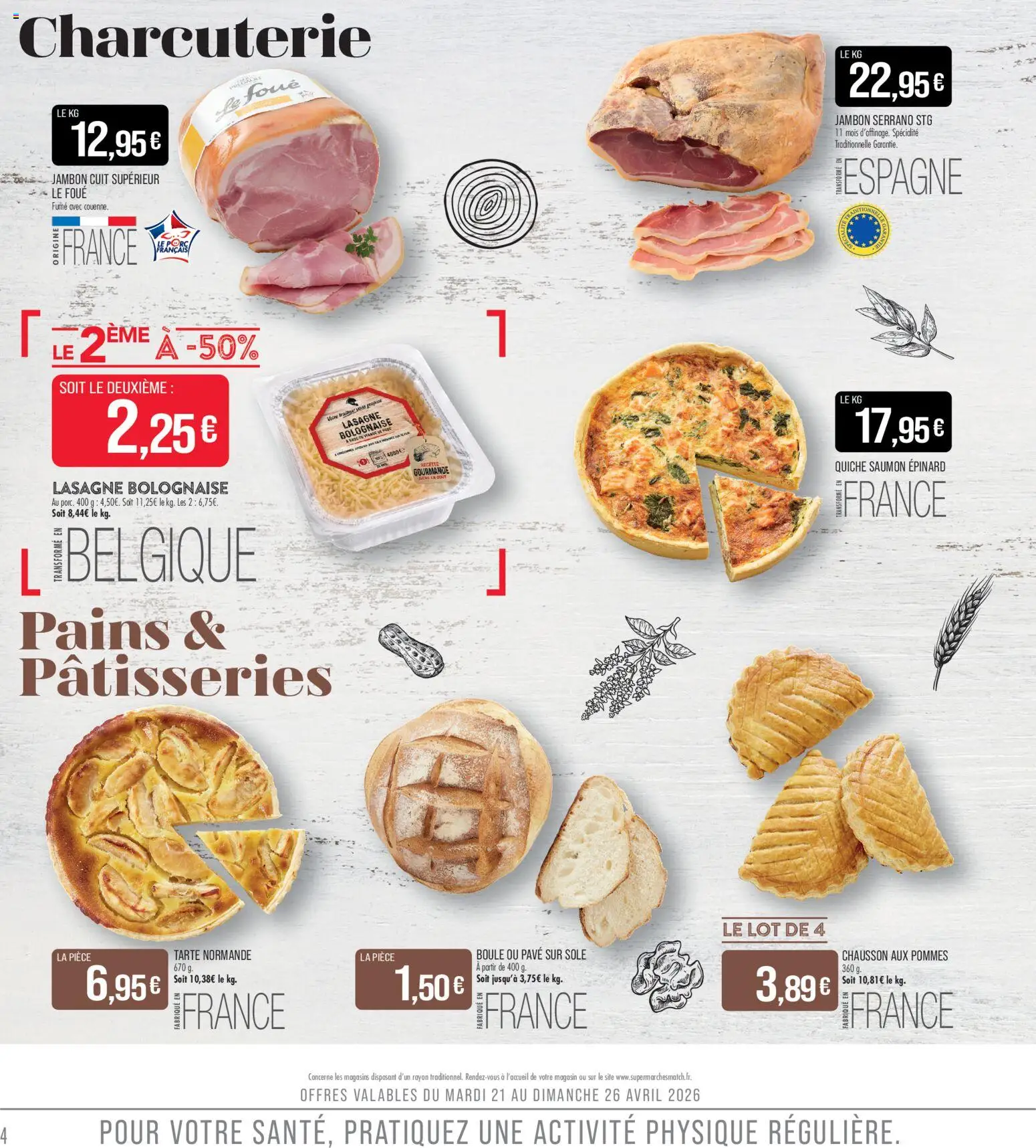 {H1} | Page: 4 | Produits: Epinard, Jambon serrano, Jambon, Pommes