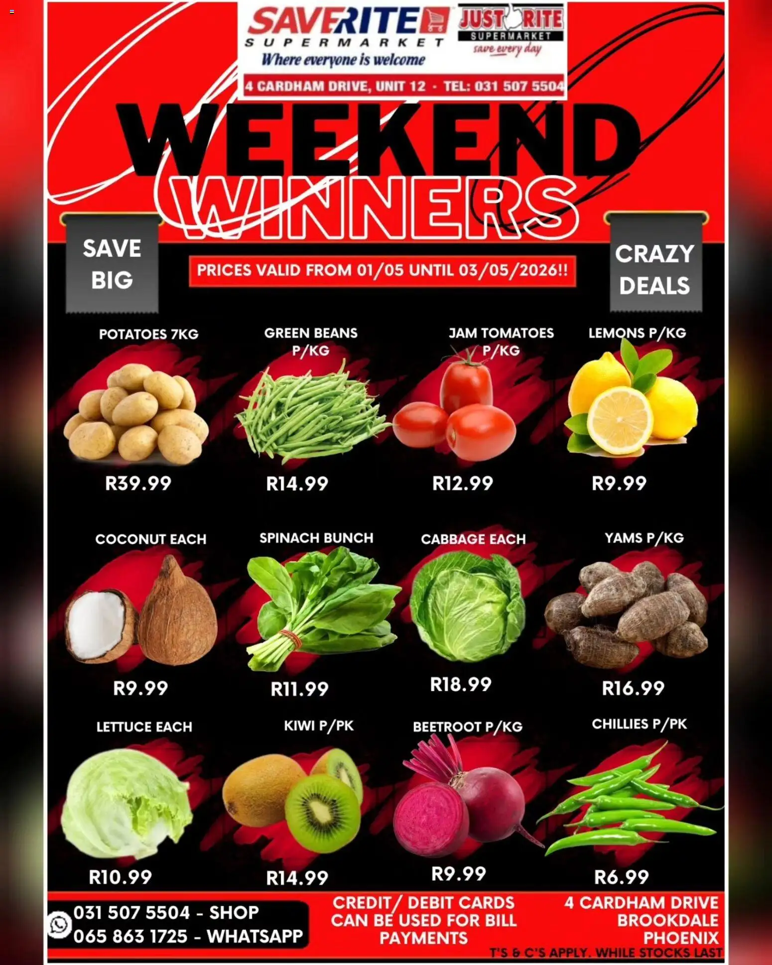 New Saverite catalogue – valid from 01.05.2026 | Page: 1 | Products: Beans, Tomatoes, Kiwi, Potatoes