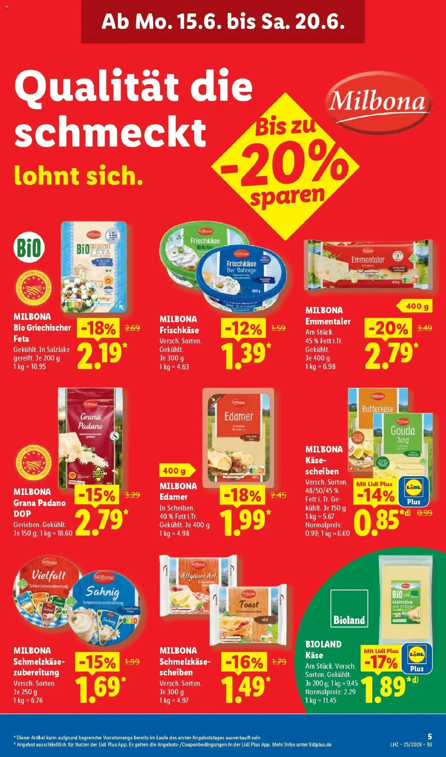 Lidl Prospekt Mahlow – gültig ab 15.06.2026 | Seite: 17 | Produkte: Käse, Gouda, Edamer, Frischkase