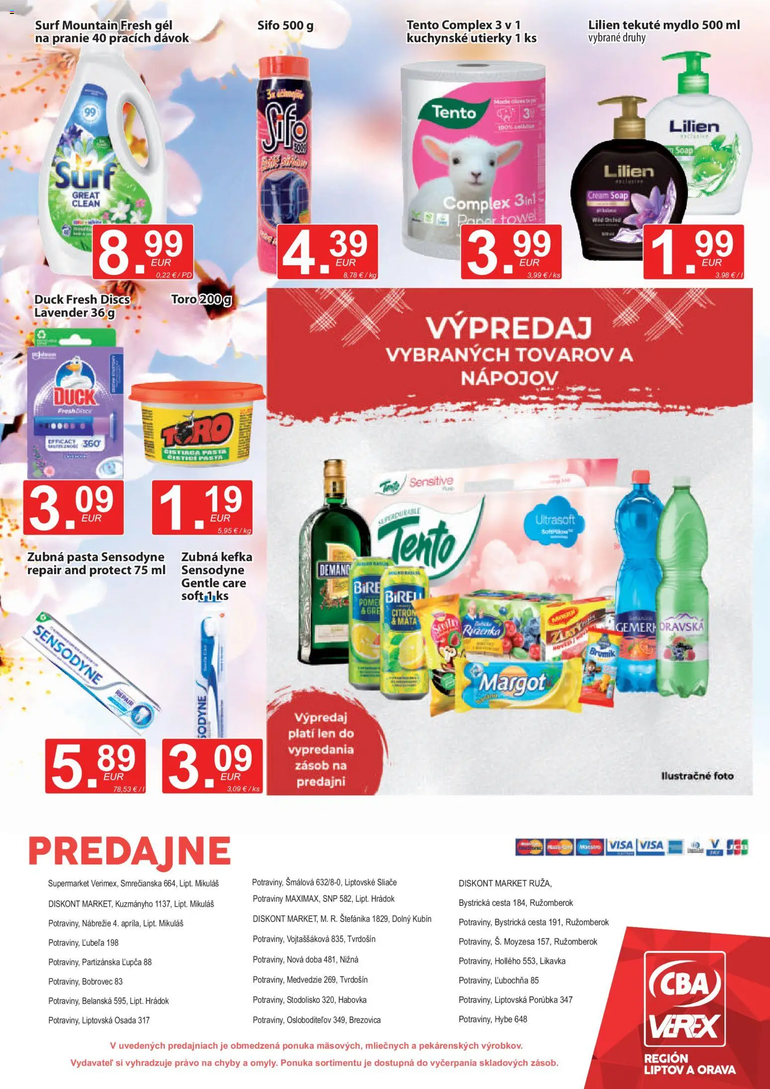 Nové CBA Verex akcie – leták je platný od 16.04.2026 | Strana: 12 | Produkty: Zubná kefka, Birell, Mydlo, Zubná pasta