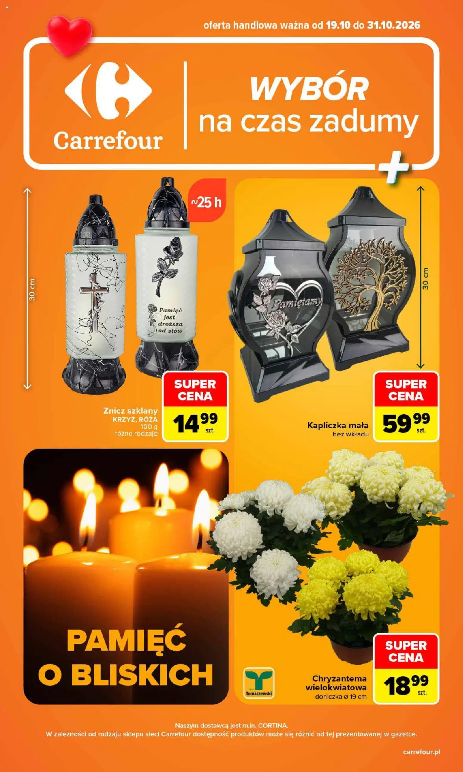 Carrefour gazetka - Wybór na czas zadumy od 19.10.2026 | Strona: 1 | Produkty: Doniczka